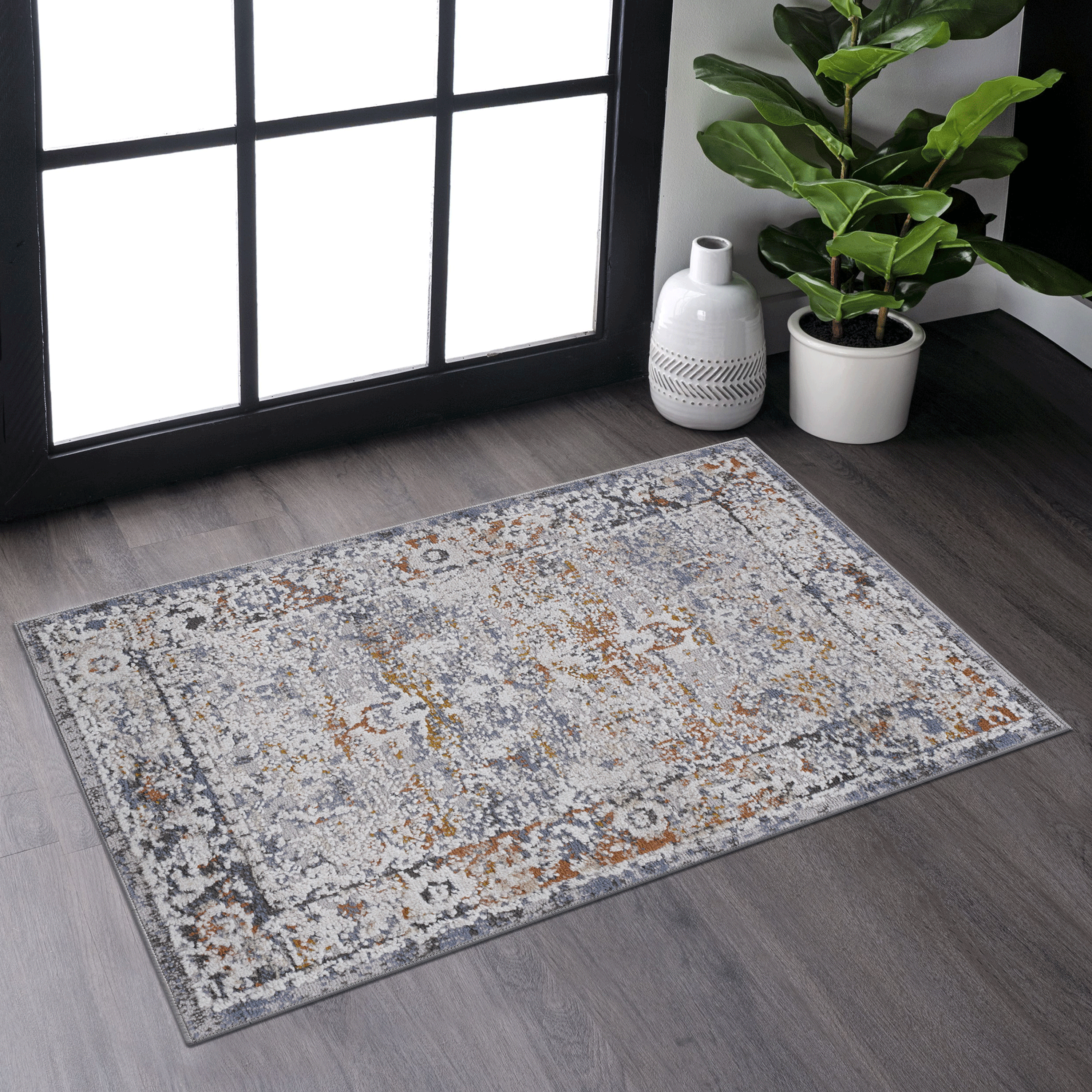 NAAR PAYAS Collection 2X3 Ivory/Grey/Traditional Non-Shedding Living Room Bedroom Dining Home Office Stylish and Stain Resistant Area Rug