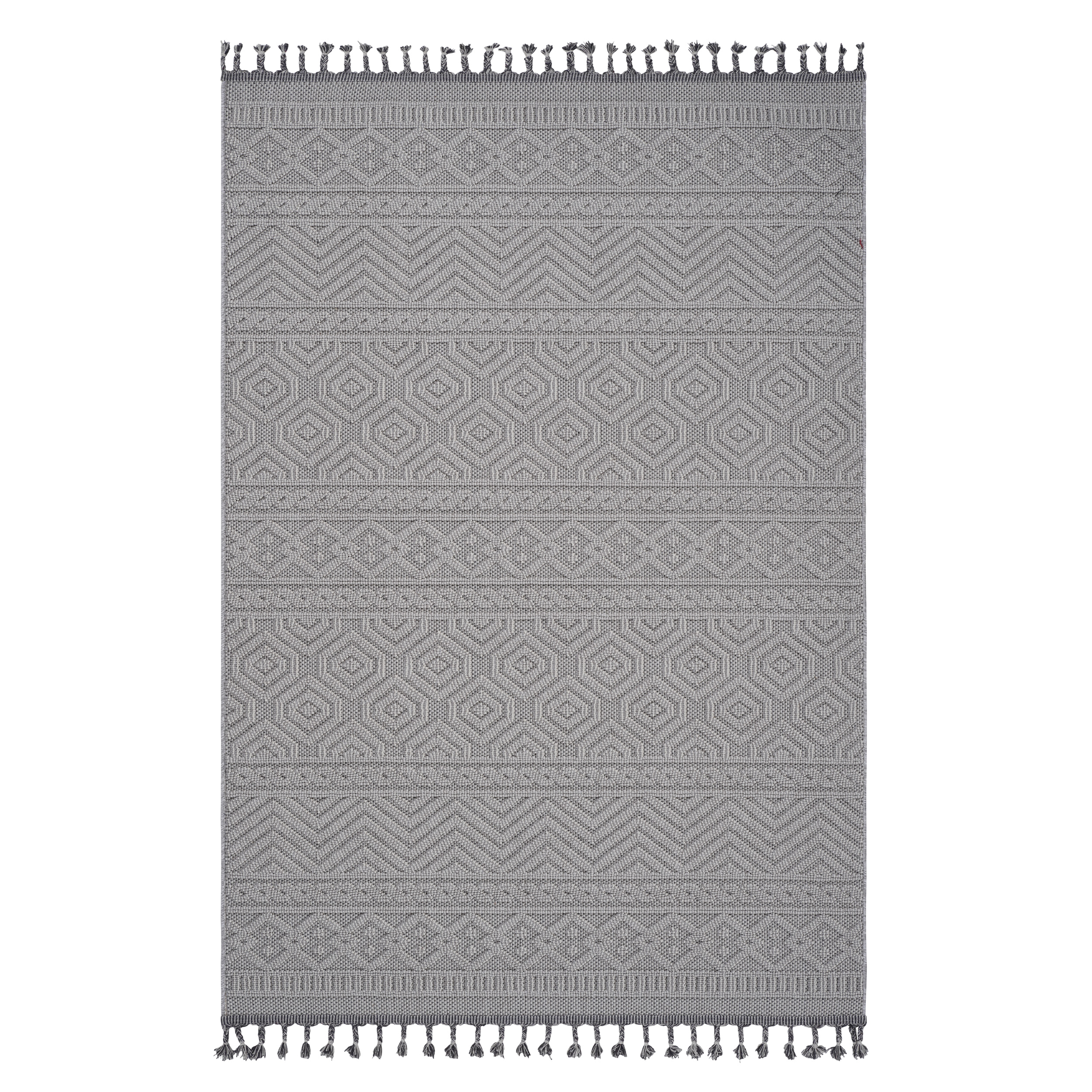 NAAR Guros Collection 8X10 White /Geometric Indoor/Outdoor Area Rug