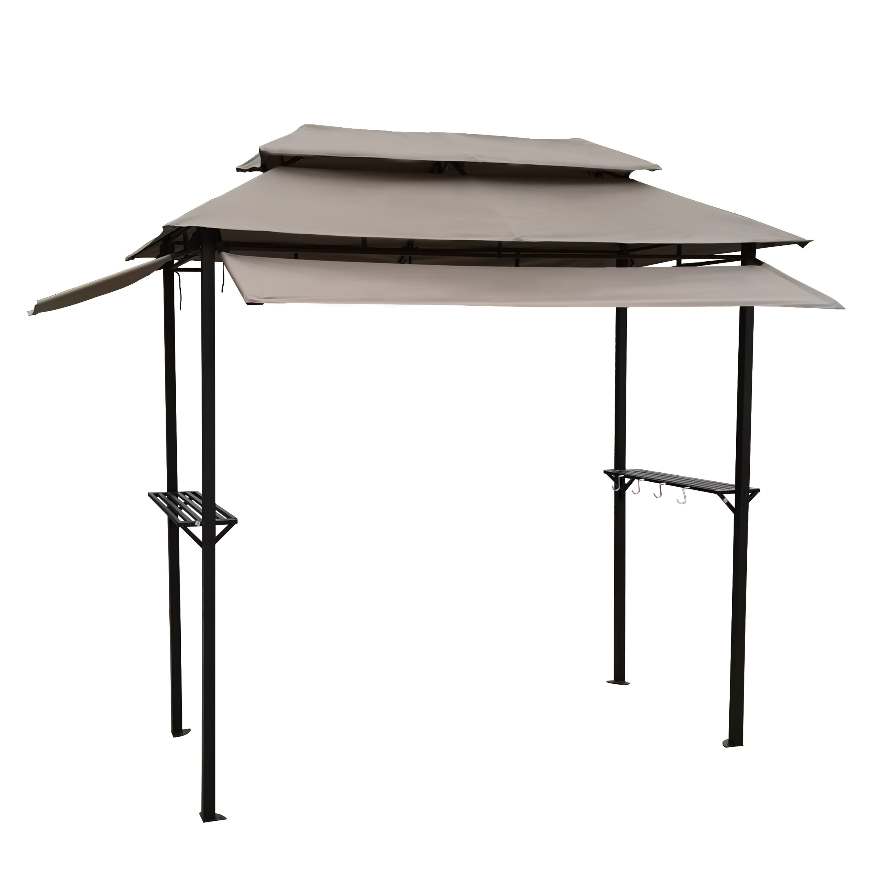 8x4ft Grill Gazebo,metal gazebo with Soft Top Canopy and Steel Frame with hook and Bar Counters,Mushroom fabric