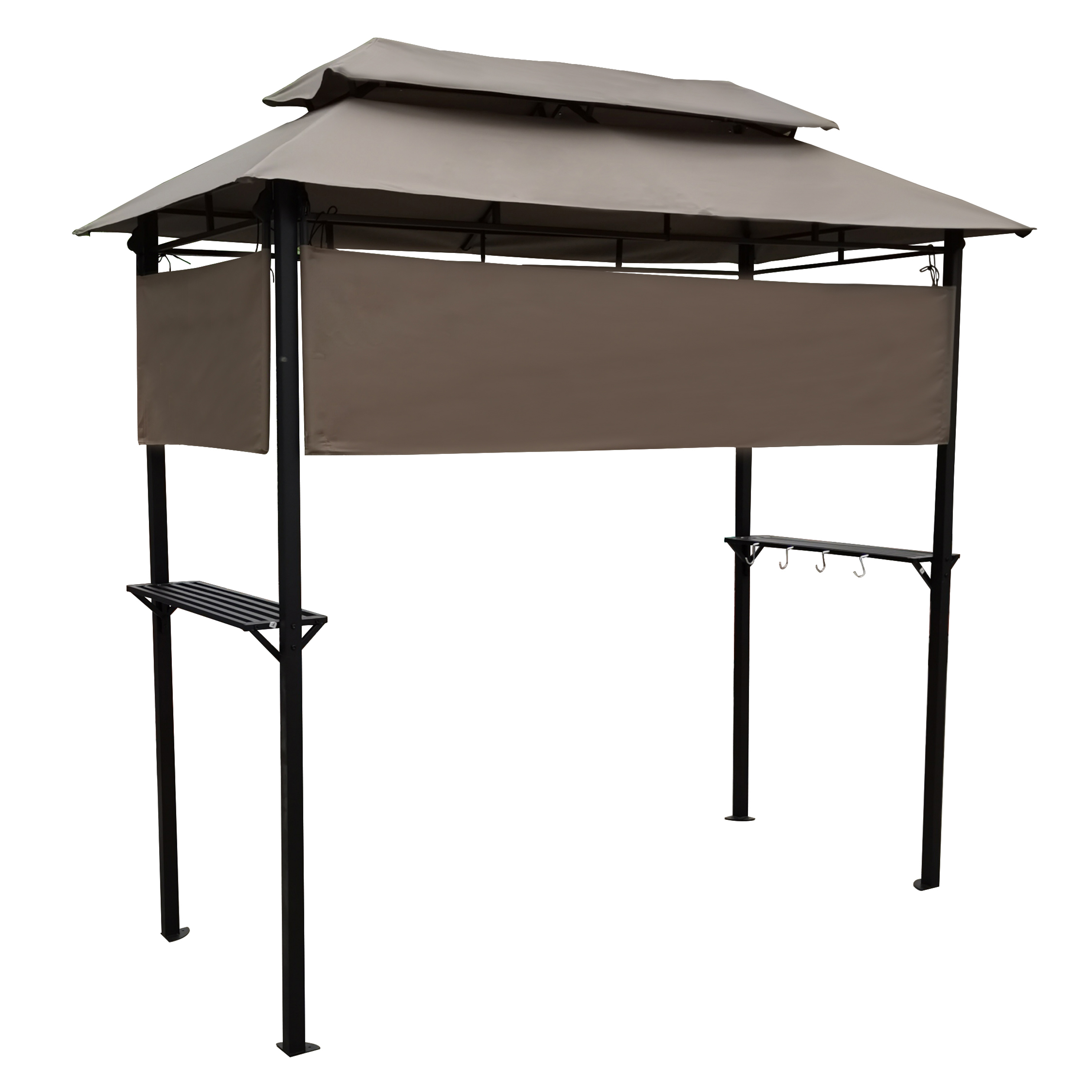 8x4ft Grill Gazebo,metal gazebo with Soft Top Canopy and Steel Frame with hook and Bar Counters,Mushroom fabric