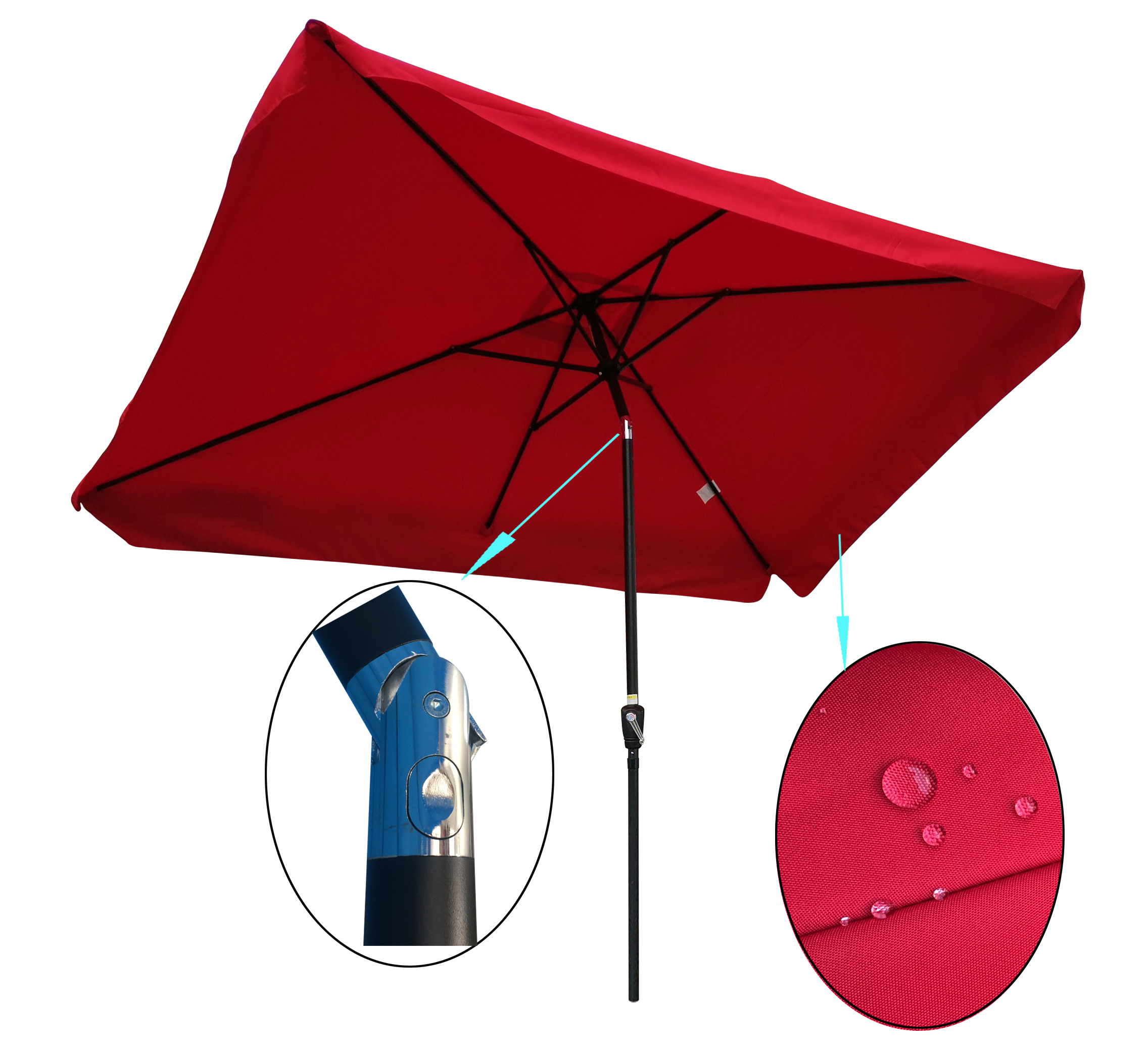 10 x 6.5ft Rectangular Patio Umbrella Outdoor Market Umbrellas with Crank and Push Button Tilt for Garden Swimming Pool Market