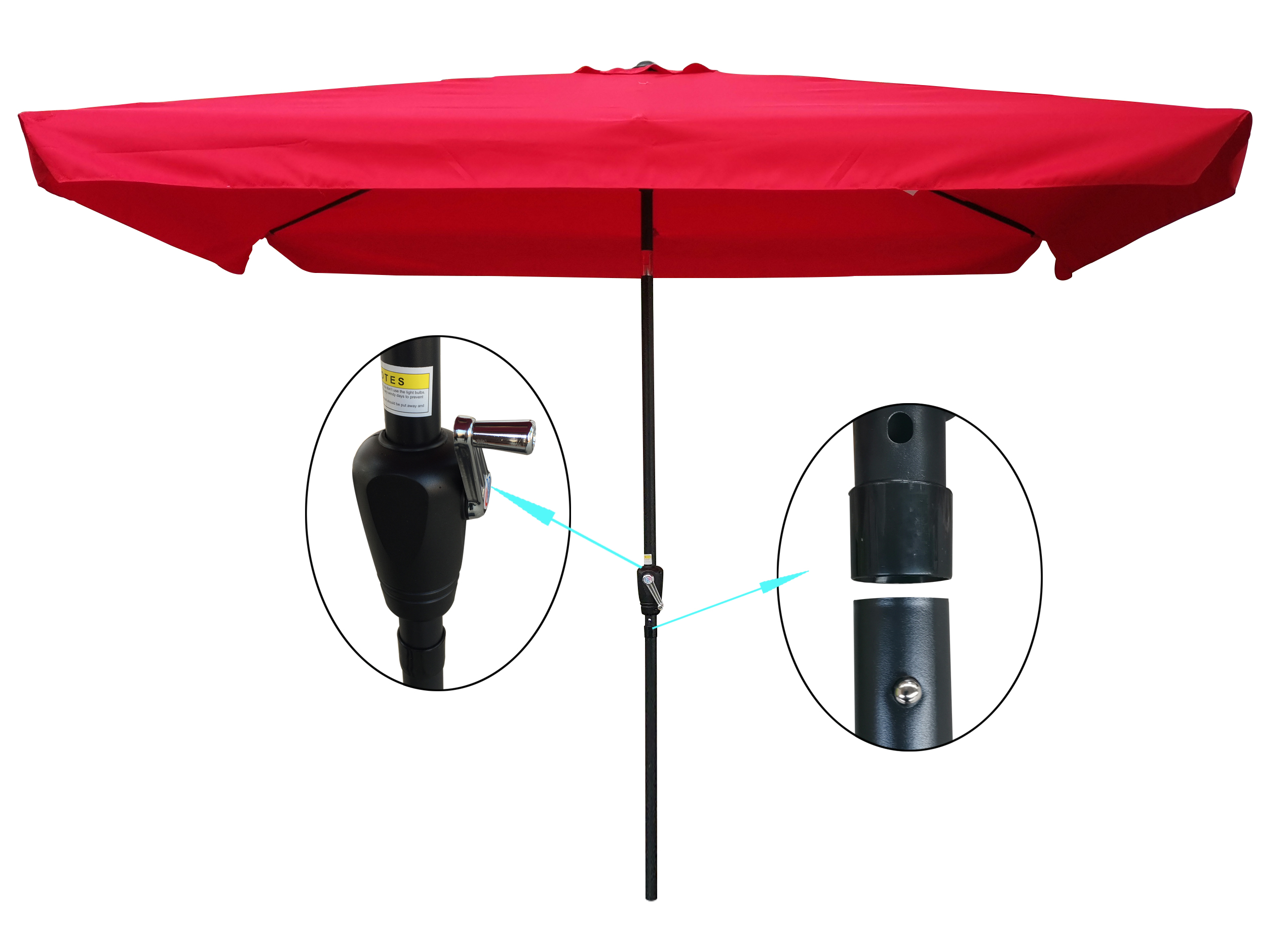 10 x 6.5ft Rectangular Patio Umbrella Outdoor Market Umbrellas with Crank and Push Button Tilt for Garden Swimming Pool Market