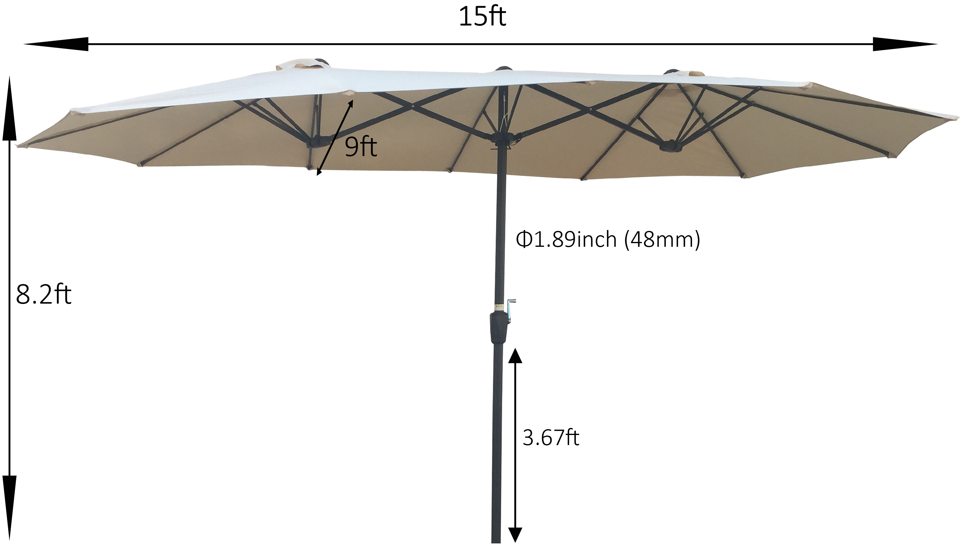 15x9Ft Double-Sided Patio Umbrella Outdoor Market Table Garden Extra Large Waterproof Twin Umbrellas with Crank and Wind Vents for Garden Deck Backyard Pool Shade Outside Deck Swimming Pool