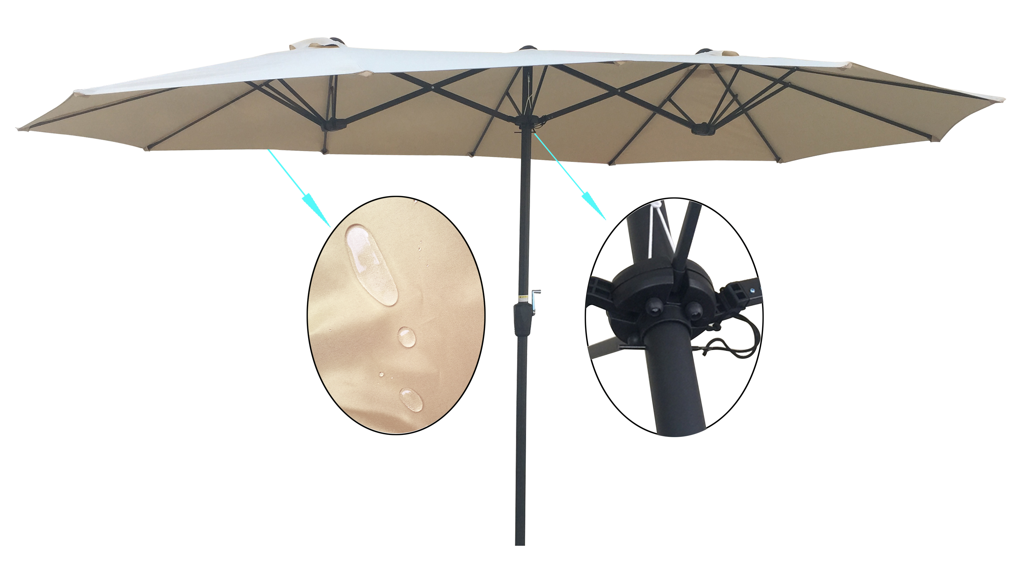 15x9Ft Double-Sided Patio Umbrella Outdoor Market Table Garden Extra Large Waterproof Twin Umbrellas with Crank and Wind Vents for Garden Deck Backyard Pool Shade Outside Deck Swimming Pool