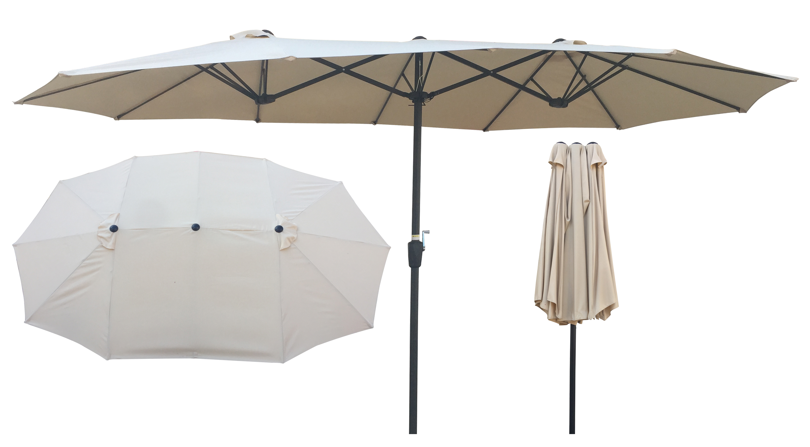 15x9Ft Double-Sided Patio Umbrella Outdoor Market Table Garden Extra Large Waterproof Twin Umbrellas with Crank and Wind Vents for Garden Deck Backyard Pool Shade Outside Deck Swimming Pool