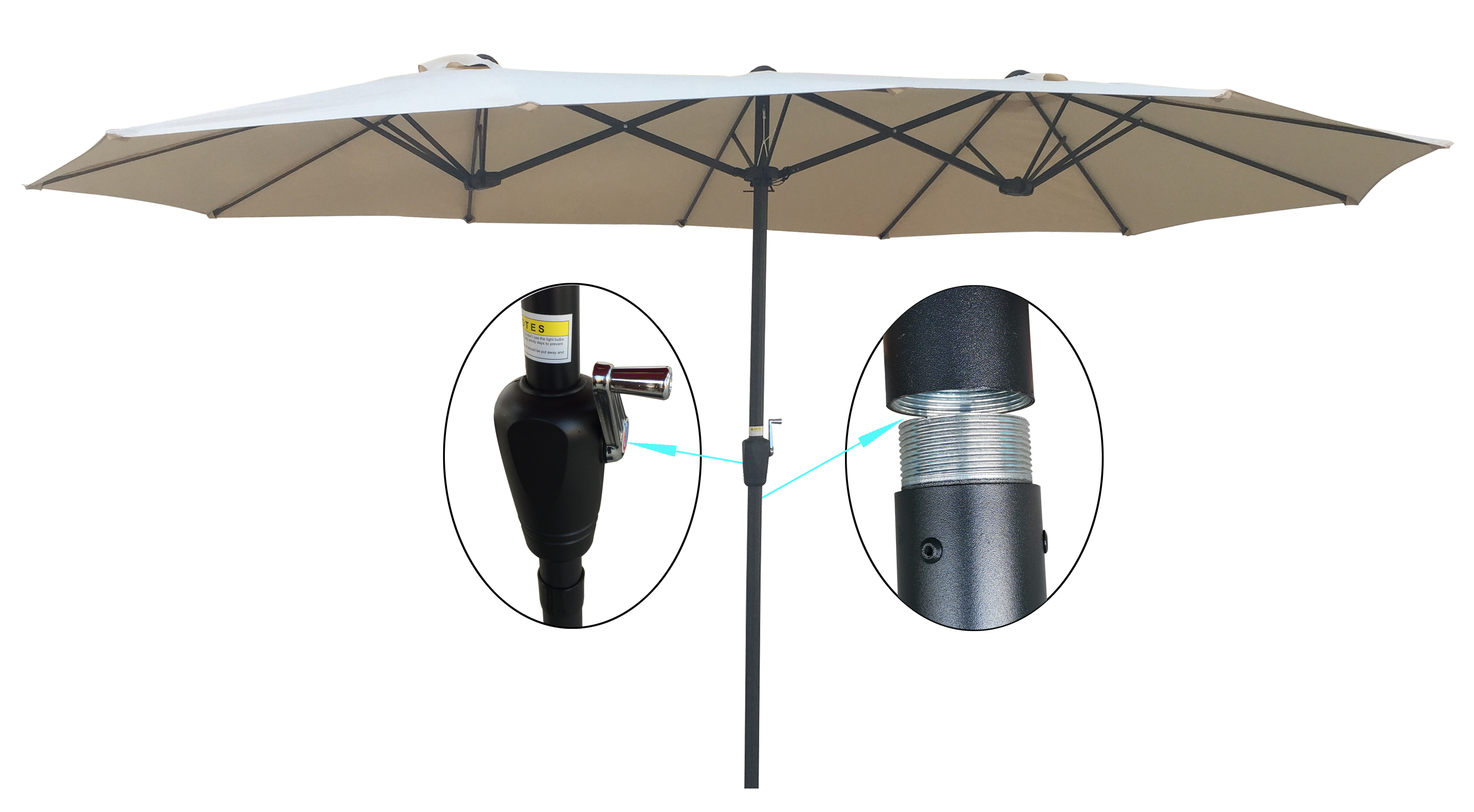 15x9Ft Double-Sided Patio Umbrella Outdoor Market Table Garden Extra Large Waterproof Twin Umbrellas with Crank and Wind Vents for Garden Deck Backyard Pool Shade Outside Deck Swimming Pool