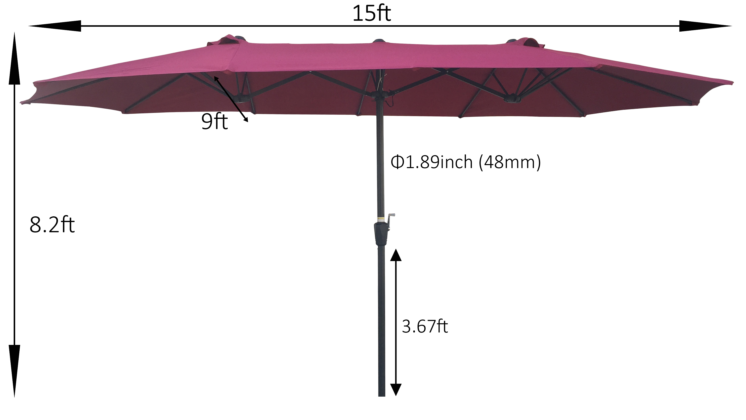 15Ftx9FtDouble-Sided Patio Umbrella Outdoor Market Table Garden Extra Large Waterproof Twin Umbrellas with Crank and Wind Vents for Garden Deck Backyard Pool Shade Outside Deck Swimming Pool