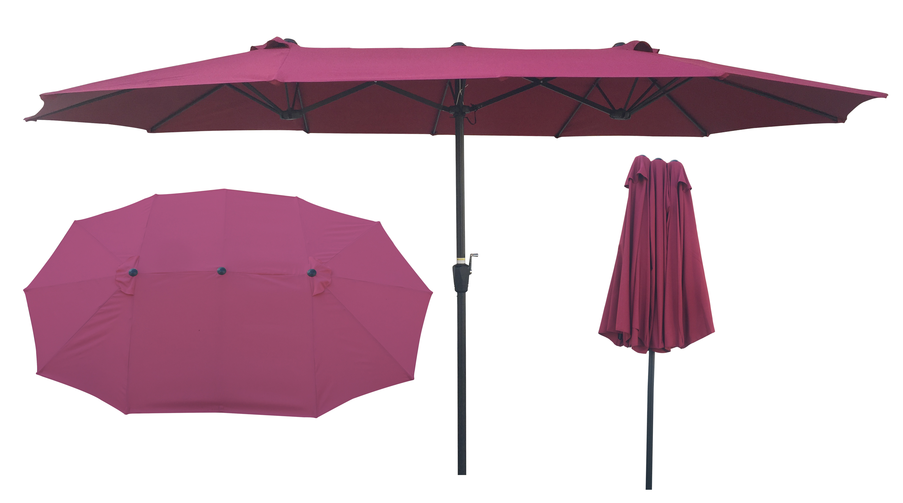 15Ftx9FtDouble-Sided Patio Umbrella Outdoor Market Table Garden Extra Large Waterproof Twin Umbrellas with Crank and Wind Vents for Garden Deck Backyard Pool Shade Outside Deck Swimming Pool