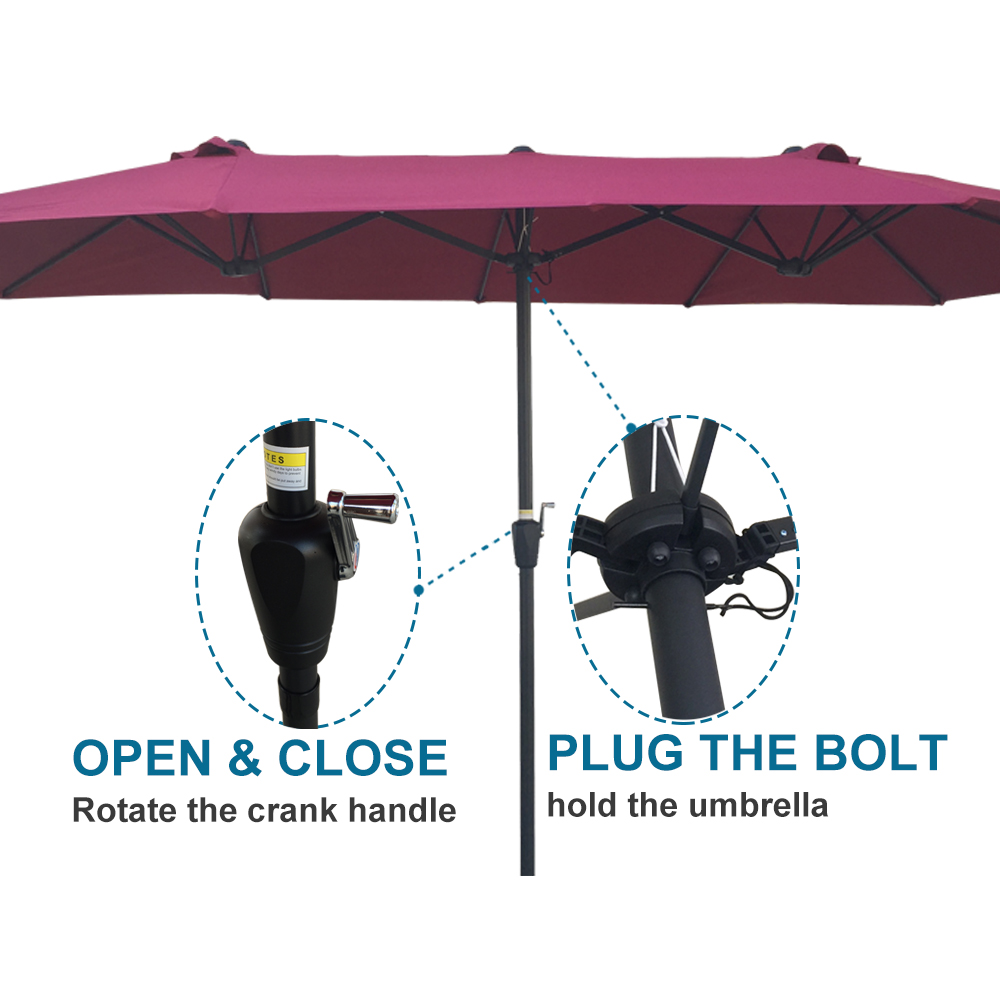 15Ftx9FtDouble-Sided Patio Umbrella Outdoor Market Table Garden Extra Large Waterproof Twin Umbrellas with Crank and Wind Vents for Garden Deck Backyard Pool Shade Outside Deck Swimming Pool