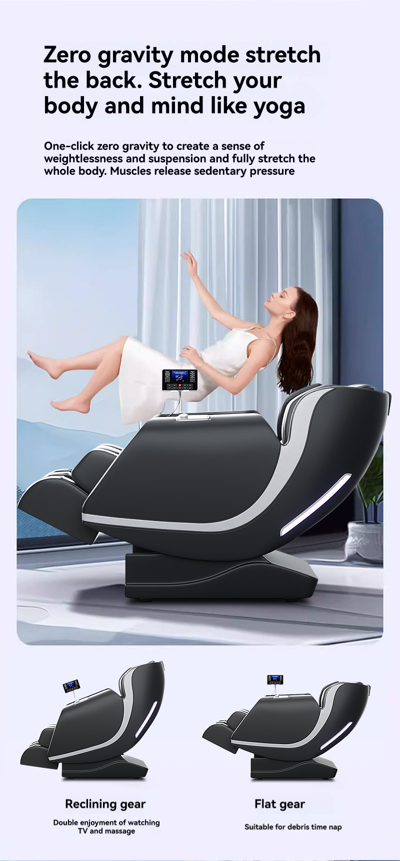 Massage Chair Zero Gravity Full Body Airbags,Bluetooth Speaker,Shiatsu Foot Massage