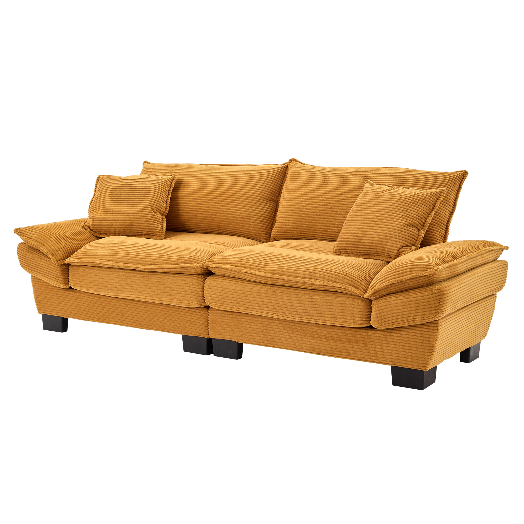 Corduroy Sofa Sleeper Couch Loveseat Sofa with Pillows Comfy Upholstered Deep Seat Sofa for Bedroom,Living Room,Apartment,Office,Dorm-Yellow Corduroy