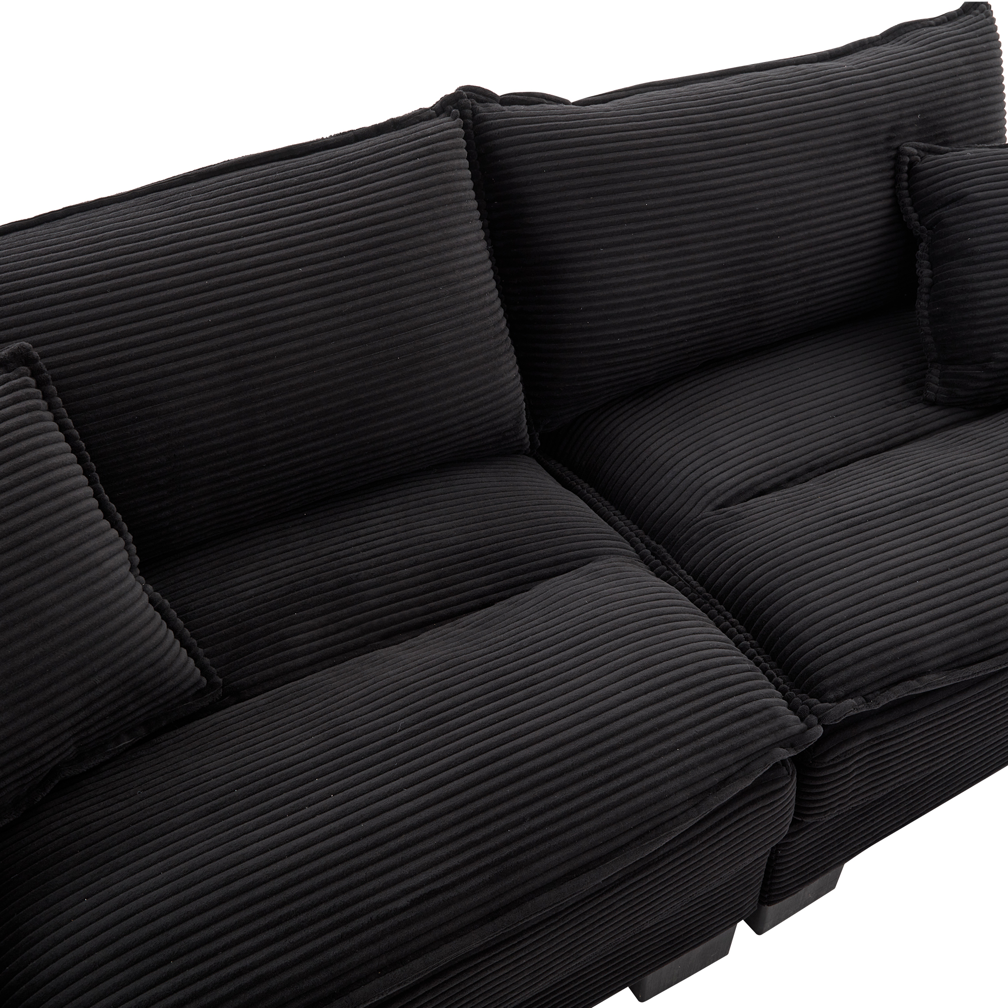 Corduroy Sofa Sleeper Couch Loveseat Sofa with Pillows Comfy Upholstered Deep Seat Sofa for Bedroom,Living Room,Apartment,Office,Dorm-Black Corduroy