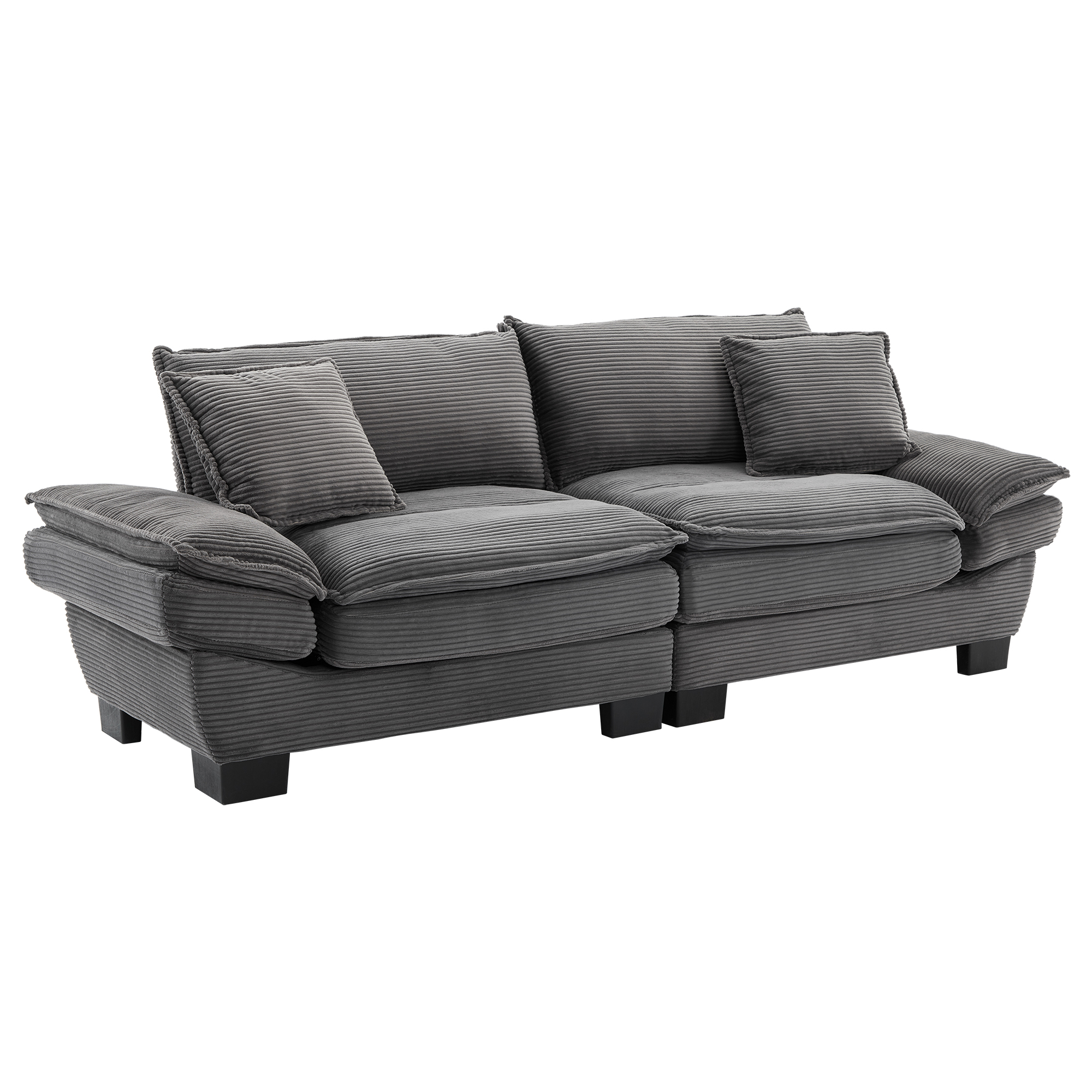 Corduroy Sofa Sleeper Couch Loveseat Sofa with Pillows Comfy Upholstered Deep Seat Sofa for Bedroom,Living Room,Apartment,Office,Dorm-Grey Corduroy