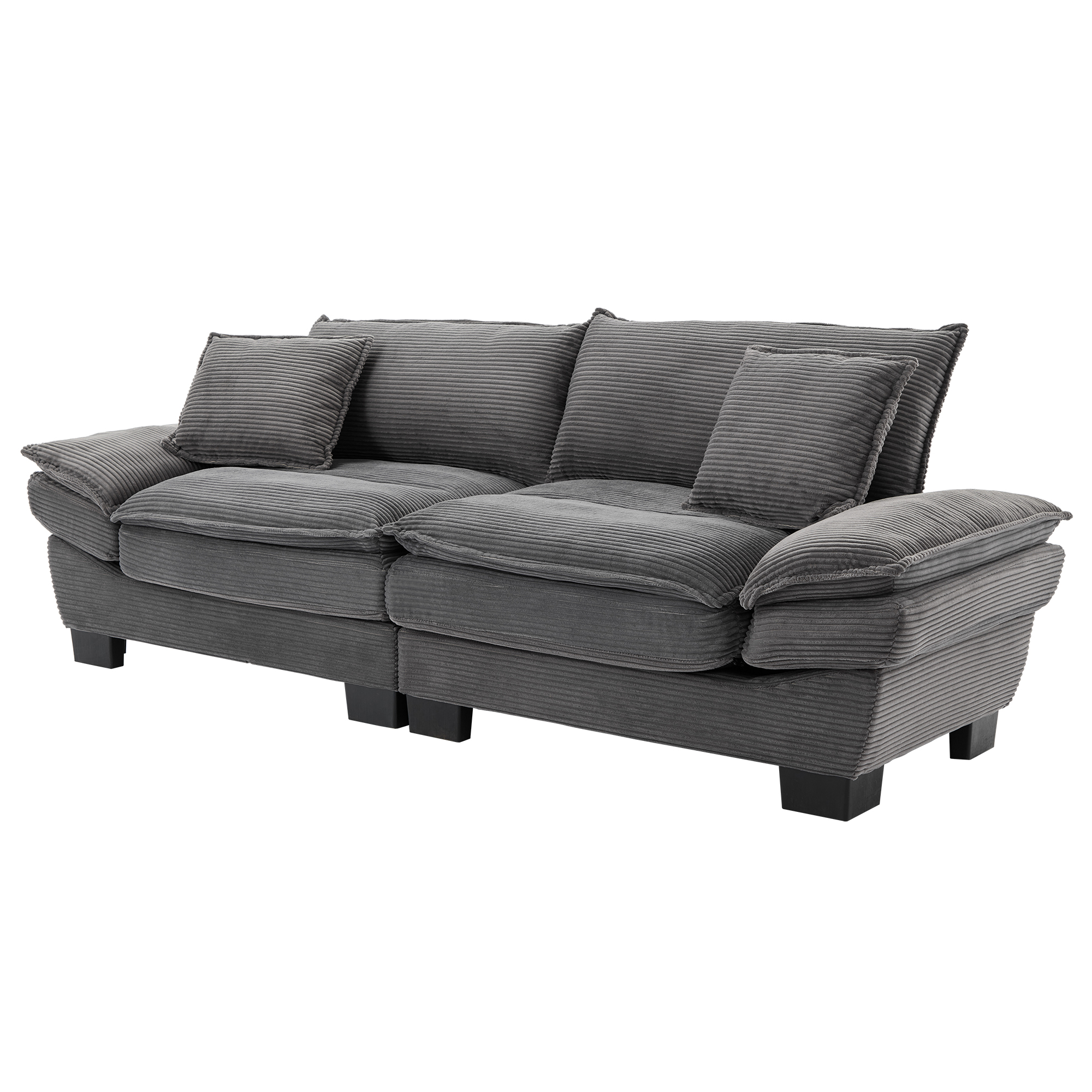 Corduroy Sofa Sleeper Couch Loveseat Sofa with Pillows Comfy Upholstered Deep Seat Sofa for Bedroom,Living Room,Apartment,Office,Dorm-Grey Corduroy