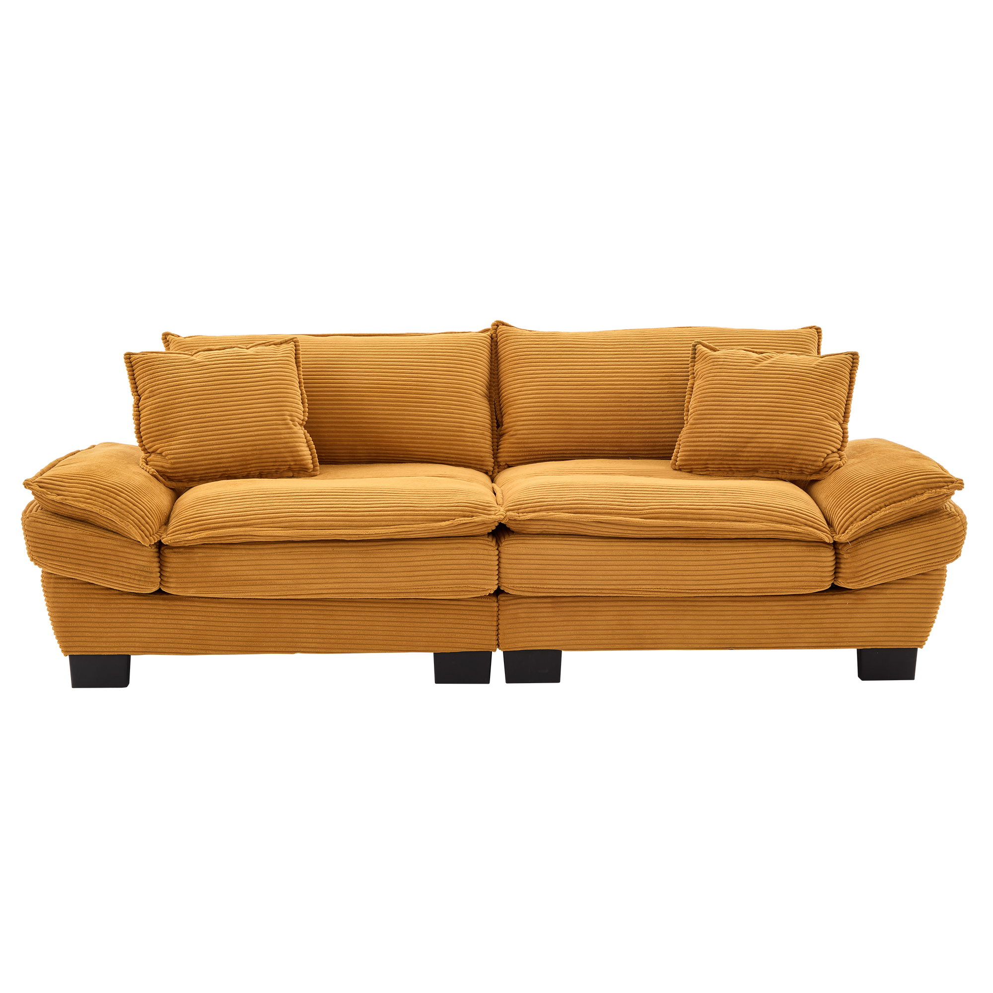 Corduroy Sofa Sleeper Couch Loveseat Sofa with Pillows Comfy Upholstered Deep Seat Sofa for Bedroom,Living Room,Apartment,Office,Dorm-Yellow Corduroy