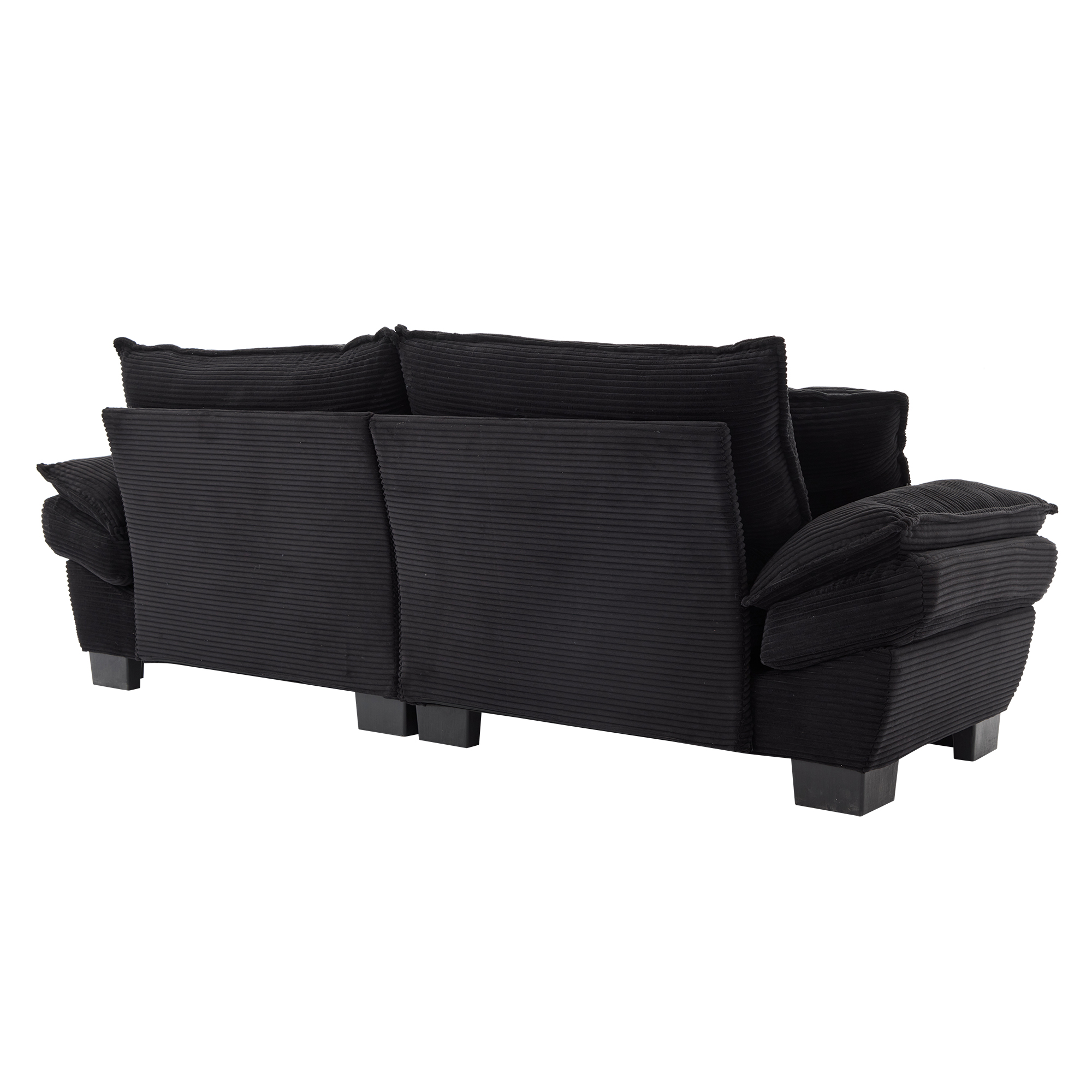 Corduroy Sofa Sleeper Couch Loveseat Sofa with Pillows Comfy Upholstered Deep Seat Sofa for Bedroom,Living Room,Apartment,Office,Dorm-Black Corduroy