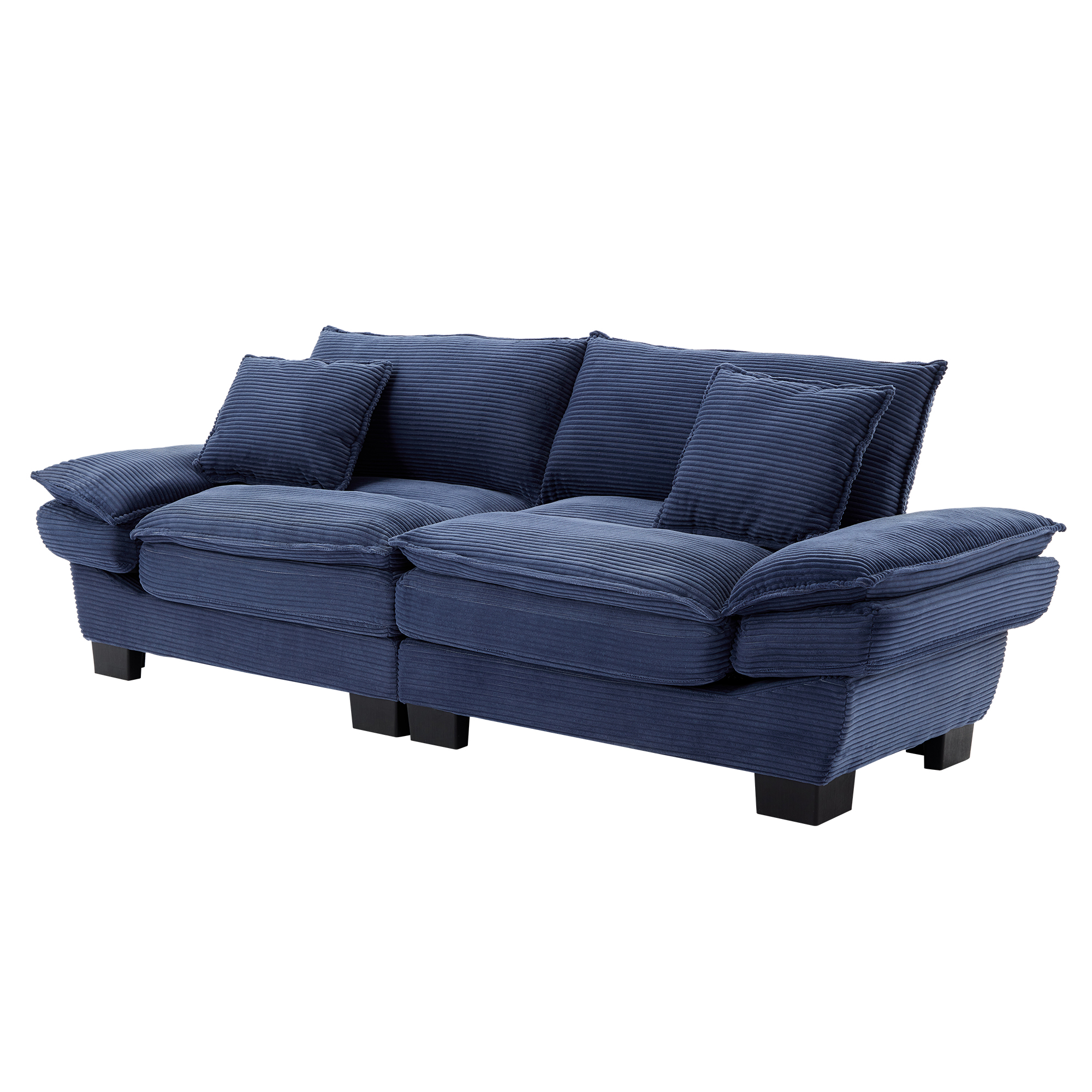 Corduroy Sofa Sleeper Couch Loveseat Sofa with Pillows Comfy Upholstered Deep Seat Sofa for Bedroom,Living Room,Apartment,Office,Dorm-Blue Corduroy