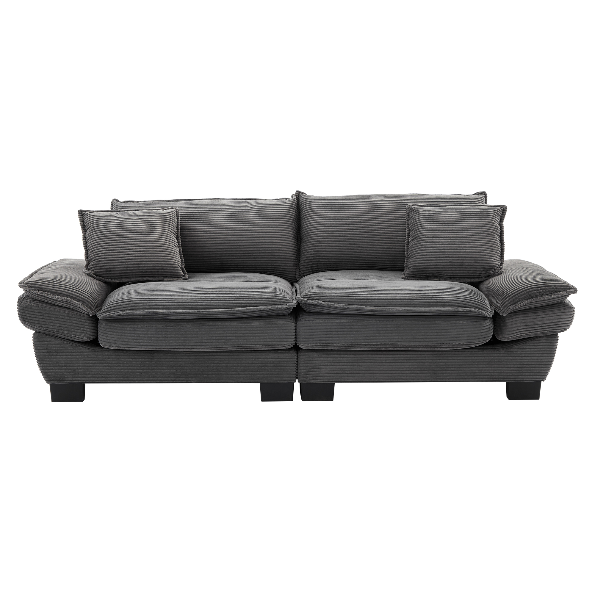 Corduroy Sofa Sleeper Couch Loveseat Sofa with Pillows Comfy Upholstered Deep Seat Sofa for Bedroom,Living Room,Apartment,Office,Dorm-Grey Corduroy