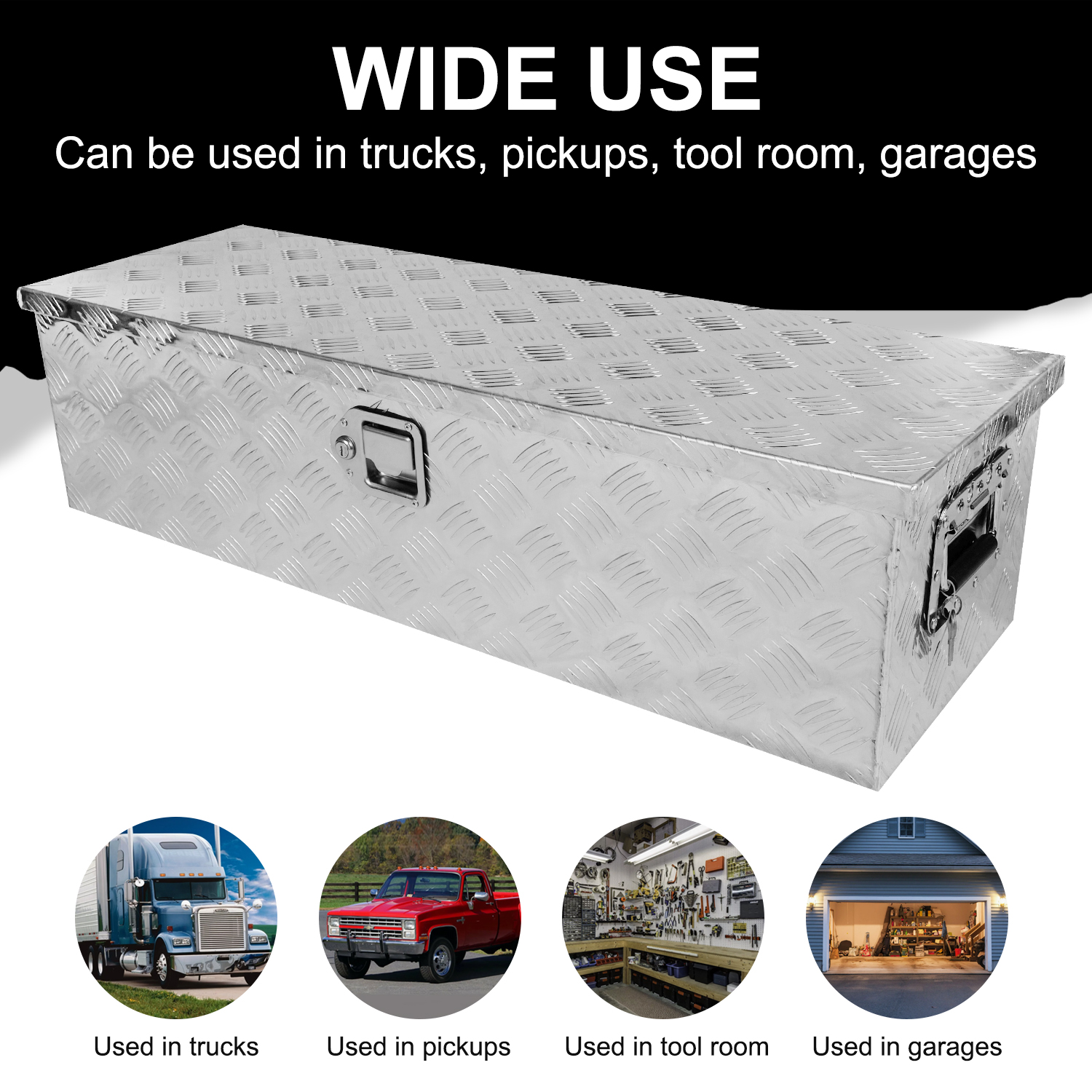 39 Inch Truck Bed Tool Box Aluminum Heavy Duty Trailer Tool Box for Pickup Truck Bed RV Toolbox with Handle and Lock - Silver