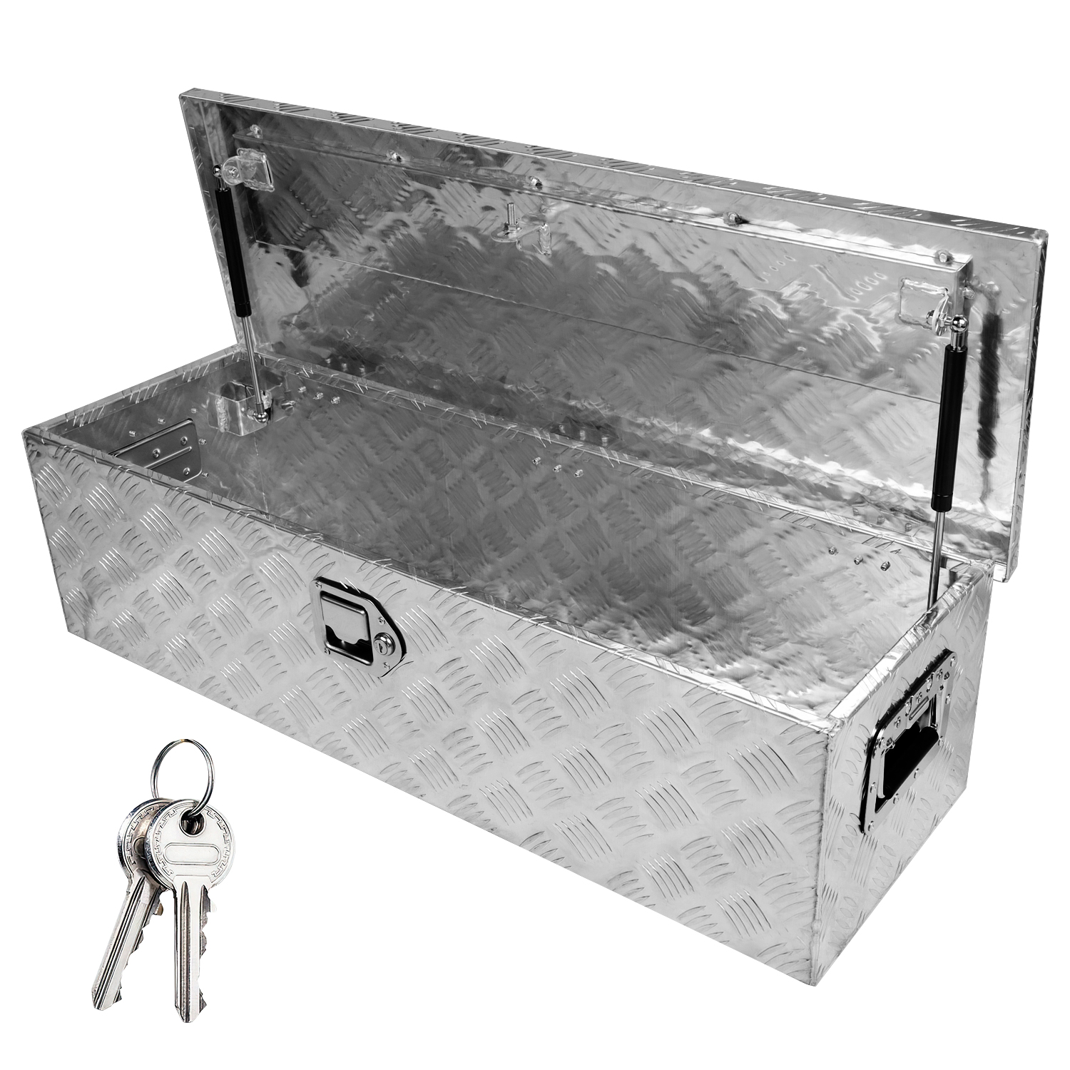 39 Inch Truck Bed Tool Box Aluminum Heavy Duty Trailer Tool Box for Pickup Truck Bed RV Toolbox with Handle and Lock - Silver