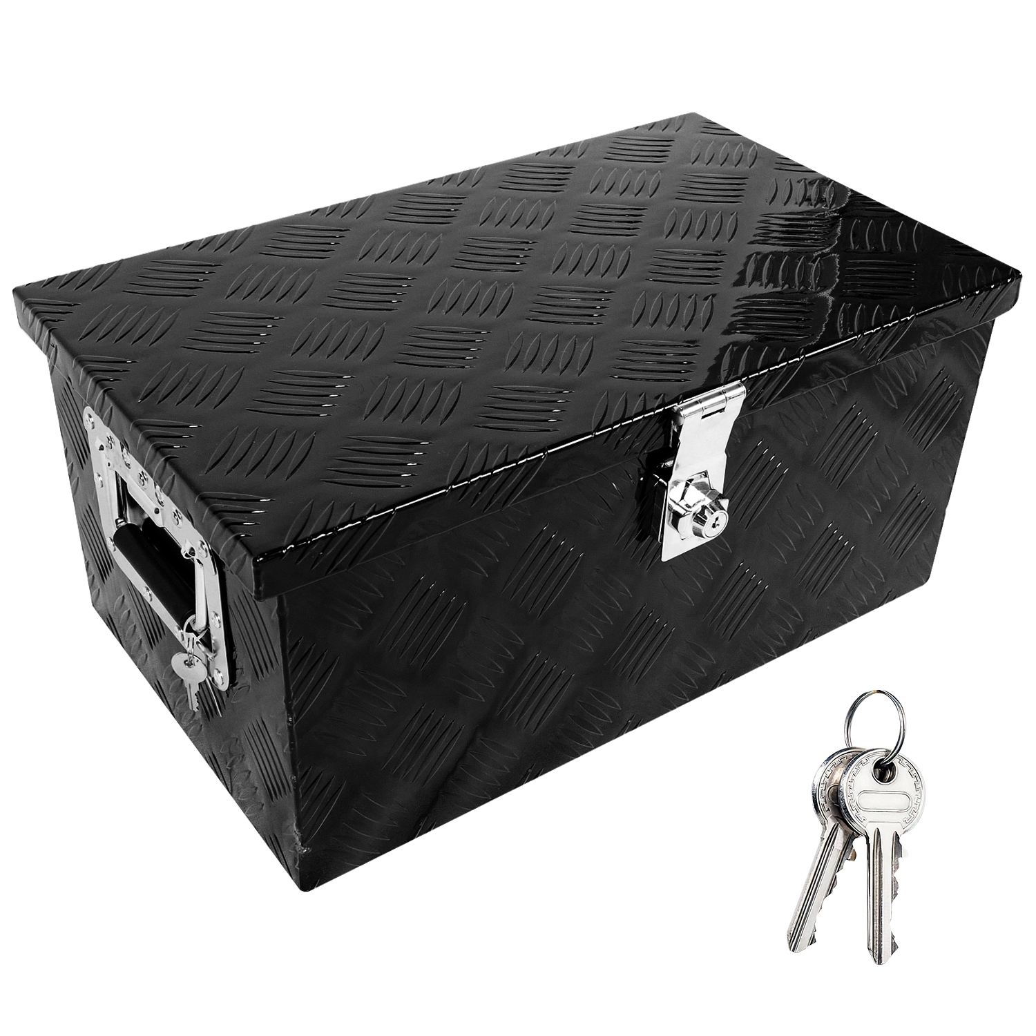 20 Inch Aluminum Truck Tool Box, Truck Bed Tool Storage Box with Side Handle,Lock and 2 Keys, 20.1"x11.8"x9.3", Black