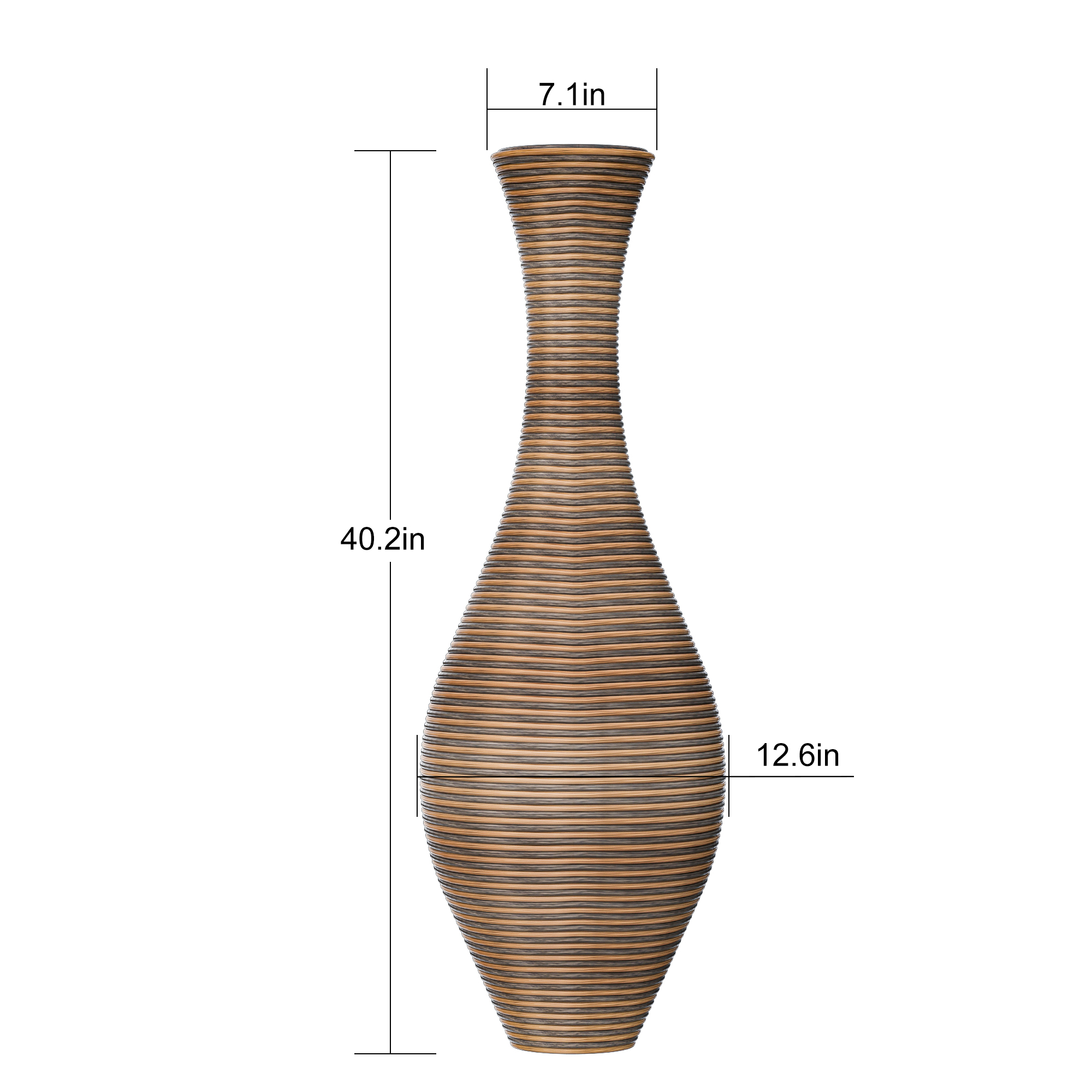 39-inch Tall Artificial Rattan Floor Vase in Elegant Beige - Statement Piece for Living Room Decor, Entryway, or Hallway - Versatile Home Accent for Dried or Silk Floral Arrangements