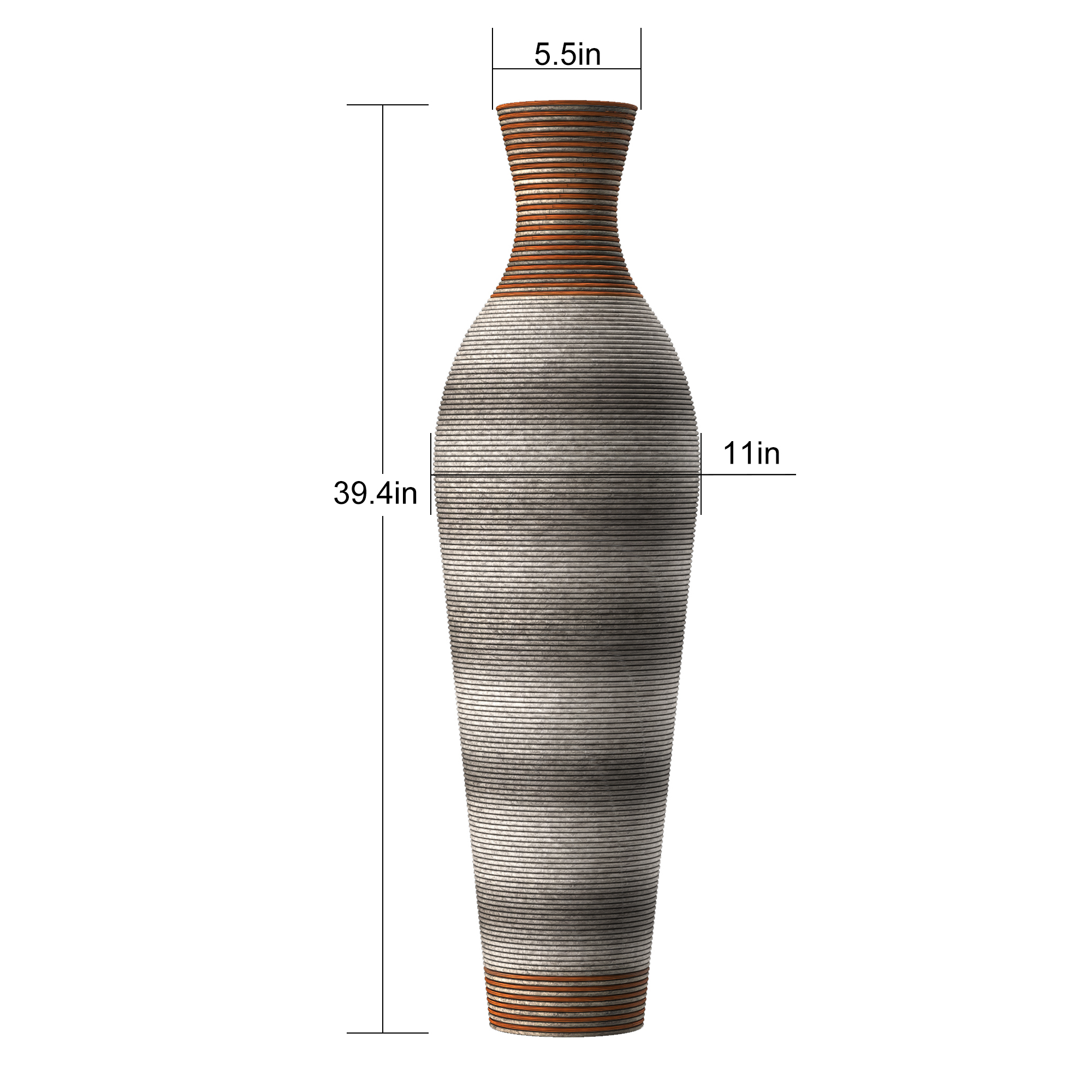 39-Inch-Tall Vase, Brown Decorative Floor Vase, Classic Neat Floor Vase Tall Freestanding Flower Holder, Artificial Rattan Vase, PVC Floor Vase, Flower Holder for Home Decor