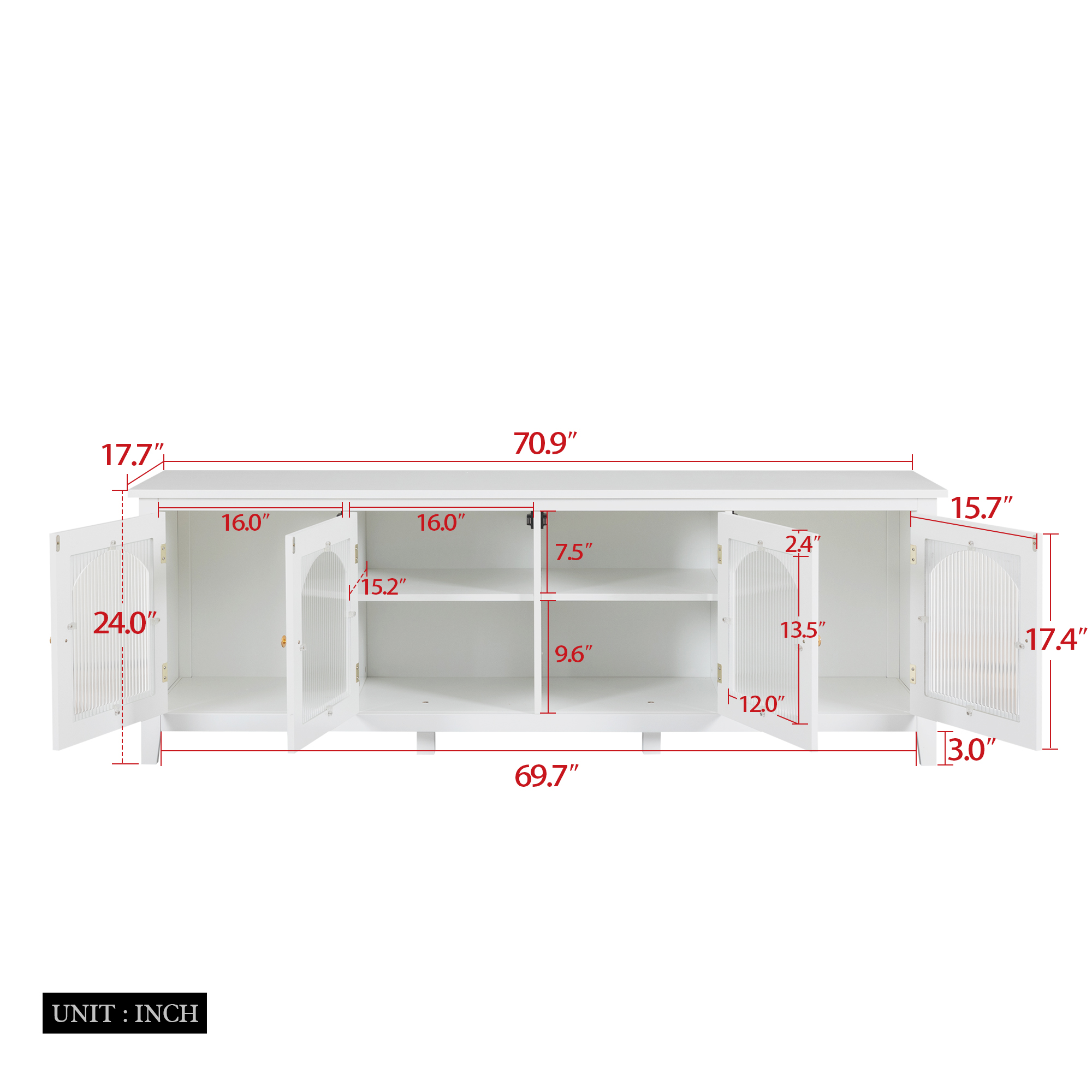 71-inch stylishTVcabinet,Entertainment CenterTV stand,TVConsoleTable,Media Console,solidwood frame,Changhong glass door,Metal handle,antique white,for the children's room,bedroom Living Room