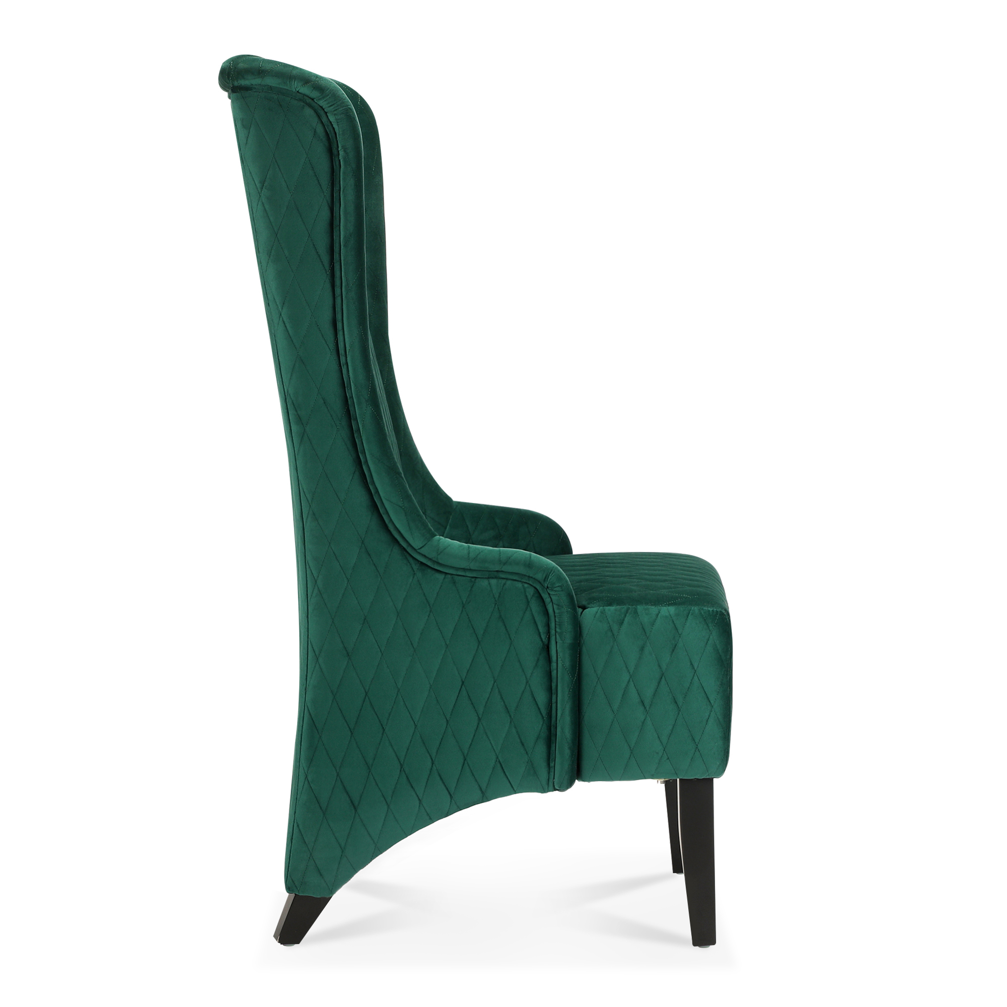 23.03" Wide High-Back Velvet Accent Chair, Comfy High Wingback Chair, Living Room Chair with Soft Padded & Wooden Legs, Modern Side Chair for Living Room, Bedroom, Green