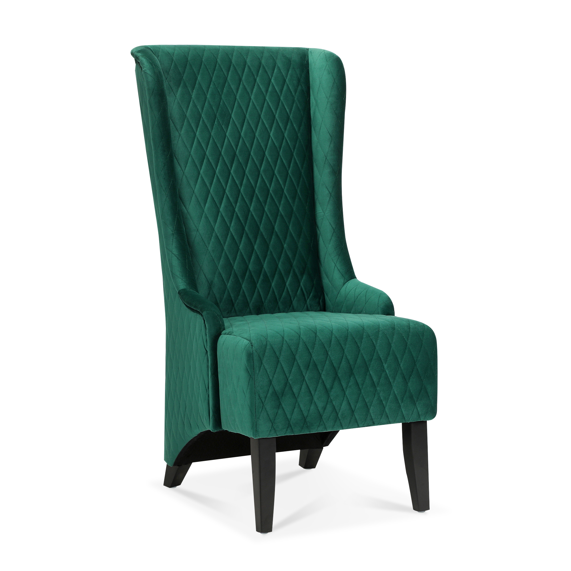 23.03" Wide High-Back Velvet Accent Chair, Comfy High Wingback Chair, Living Room Chair with Soft Padded & Wooden Legs, Modern Side Chair for Living Room, Bedroom, Green