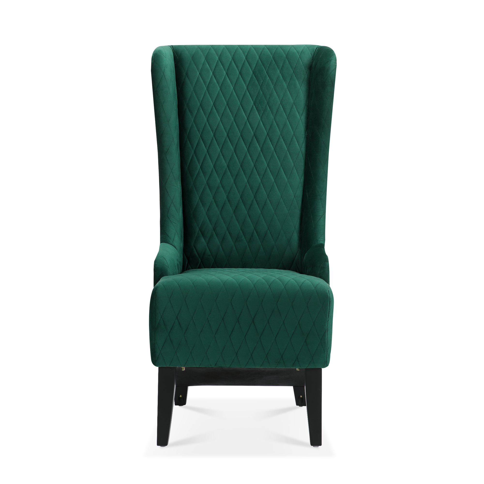 23.03" Wide High-Back Velvet Accent Chair, Comfy High Wingback Chair, Living Room Chair with Soft Padded & Wooden Legs, Modern Side Chair for Living Room, Bedroom, Green