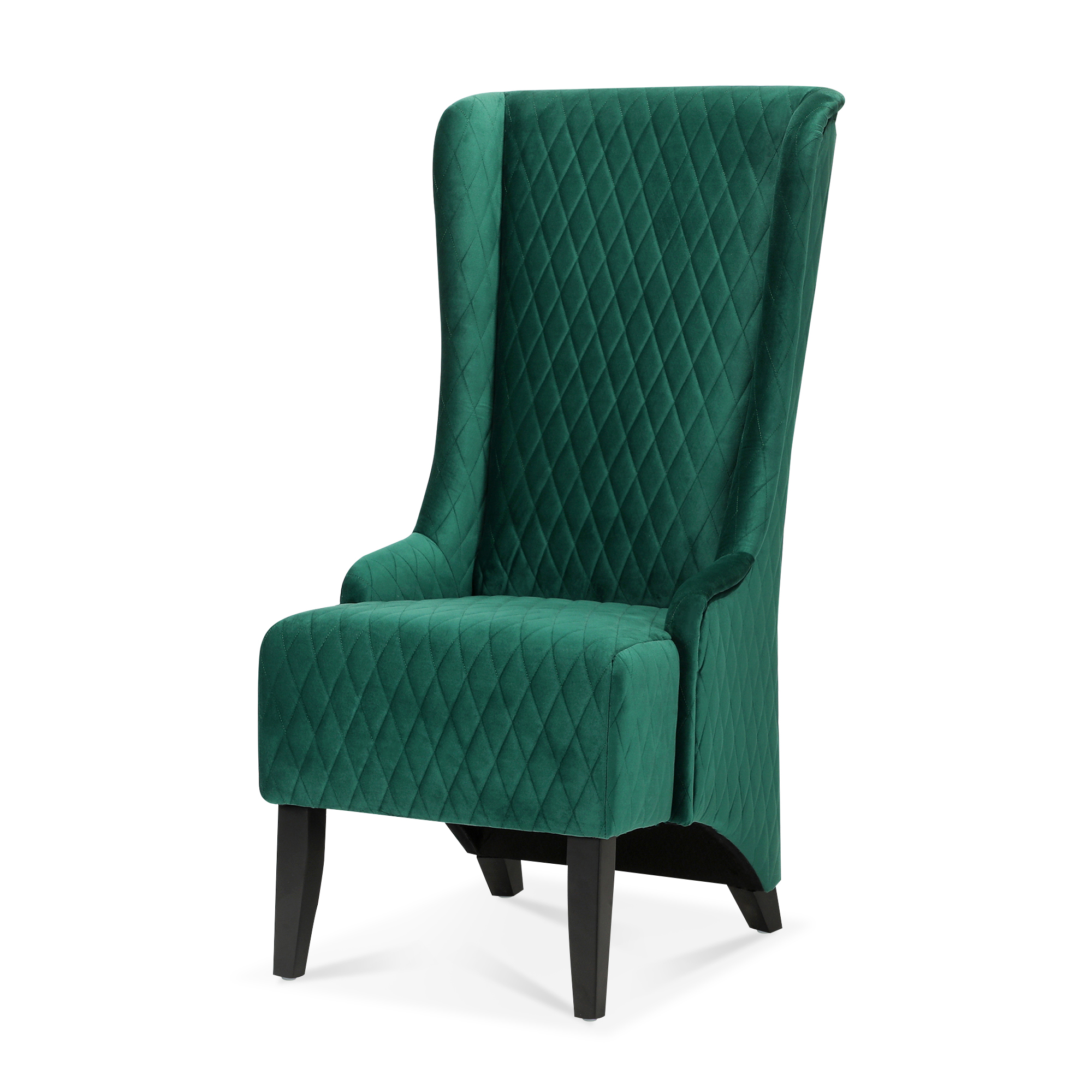 23.03" Wide High-Back Velvet Accent Chair, Comfy High Wingback Chair, Living Room Chair with Soft Padded & Wooden Legs, Modern Side Chair for Living Room, Bedroom, Green