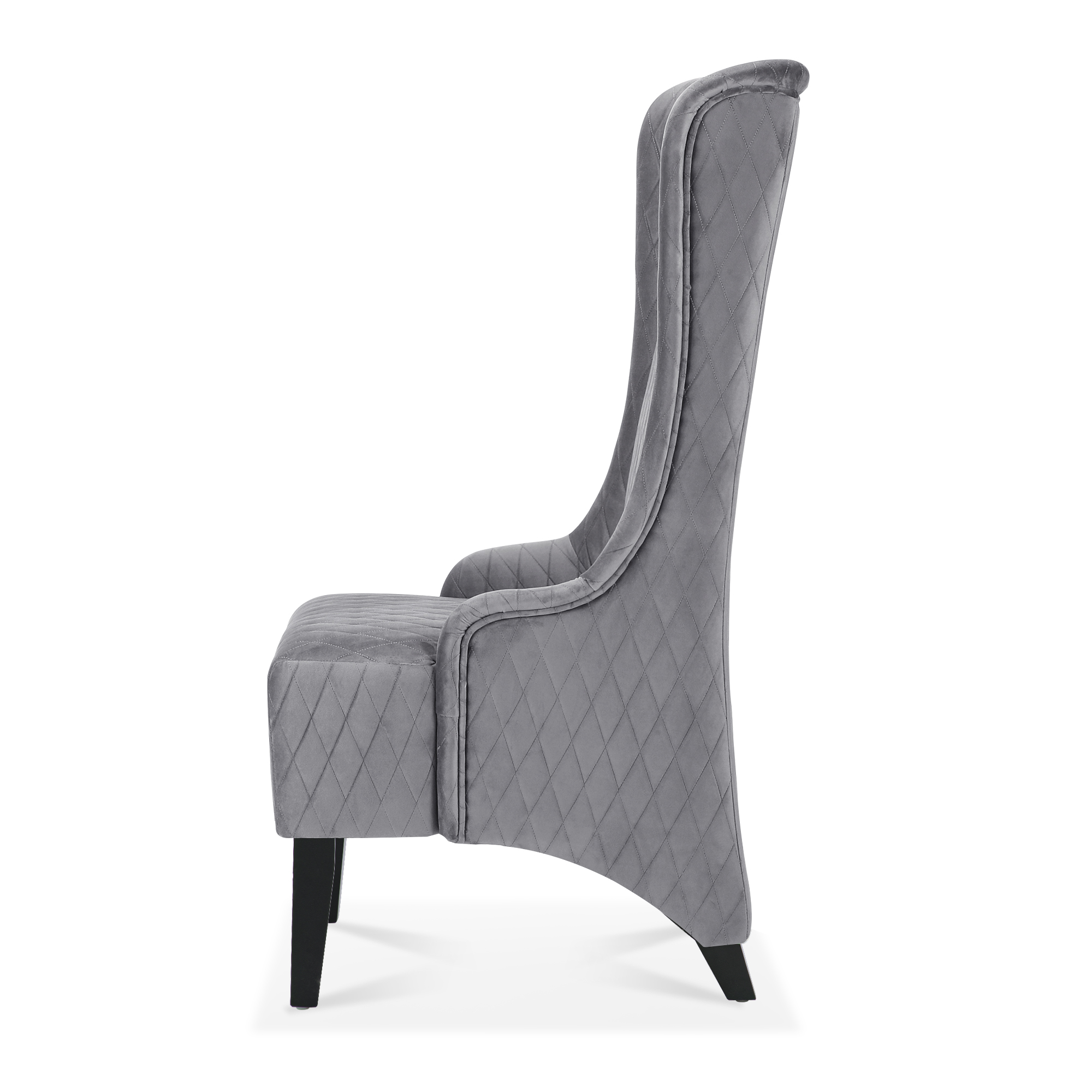 23.03" Wide High-Back Velvet Accent Chair, Comfy High Wingback Chair, Living Room Chair with Soft Padded & Wooden Legs, Modern Side Chair for Living Room, Bedroom, Grey