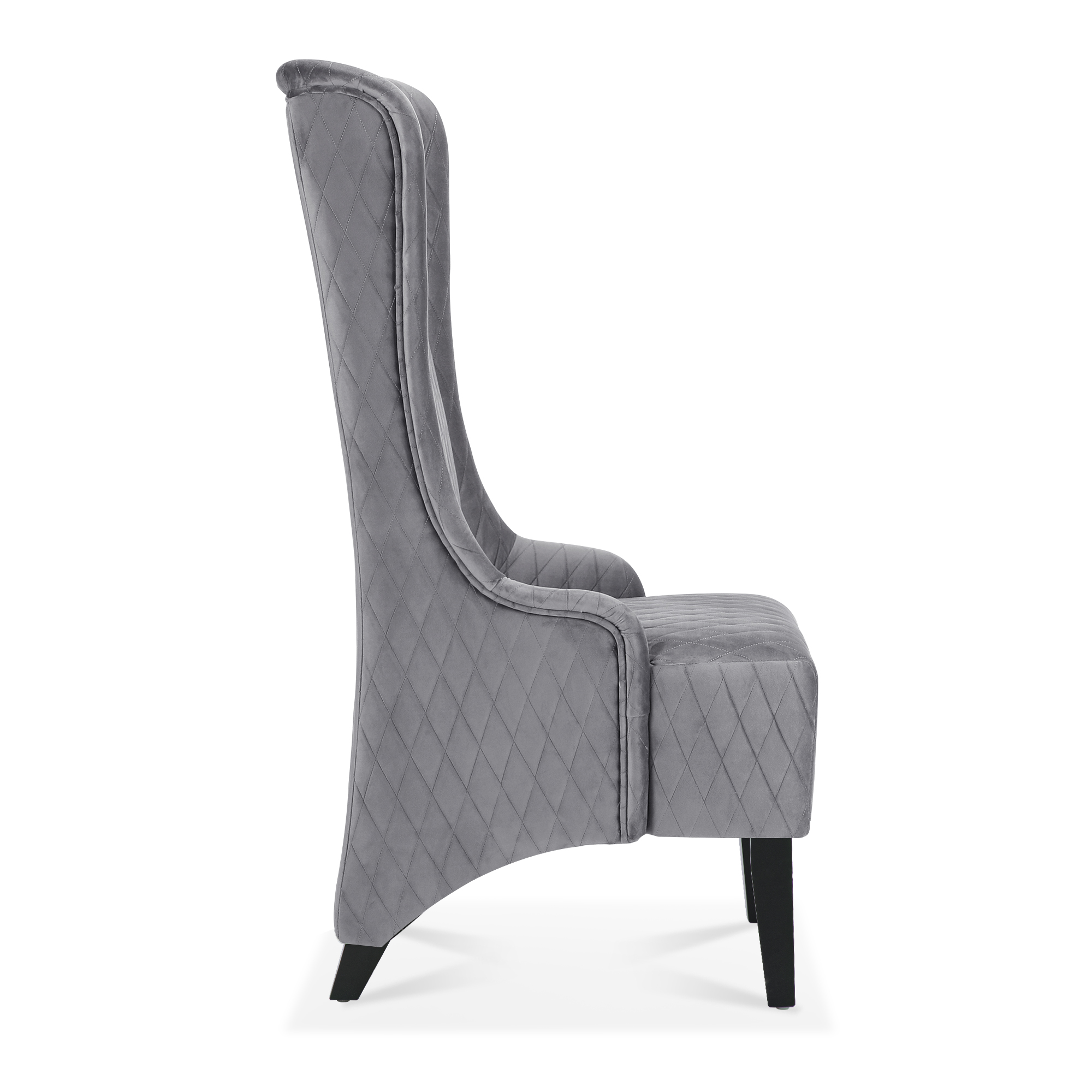 23.03" Wide High-Back Velvet Accent Chair, Comfy High Wingback Chair, Living Room Chair with Soft Padded & Wooden Legs, Modern Side Chair for Living Room, Bedroom, Grey