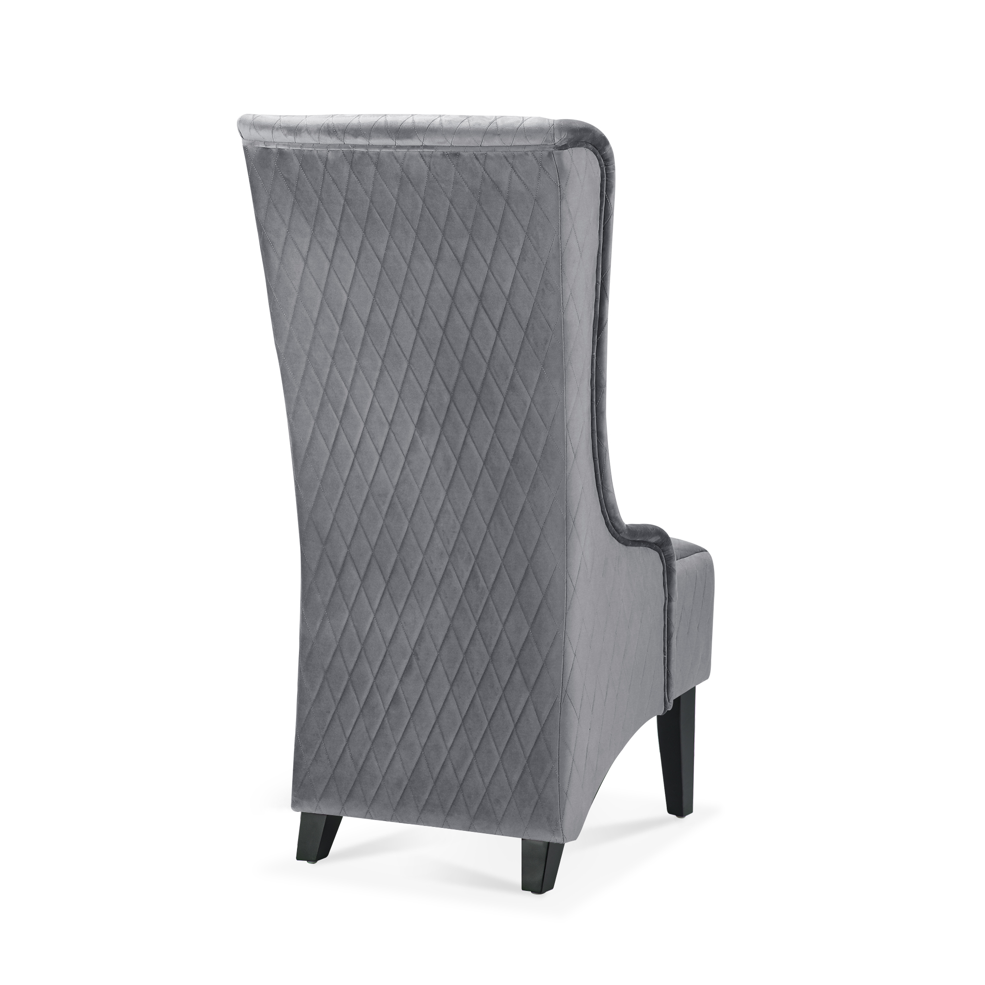 23.03" Wide High-Back Velvet Accent Chair, Comfy High Wingback Chair, Living Room Chair with Soft Padded & Wooden Legs, Modern Side Chair for Living Room, Bedroom, Grey