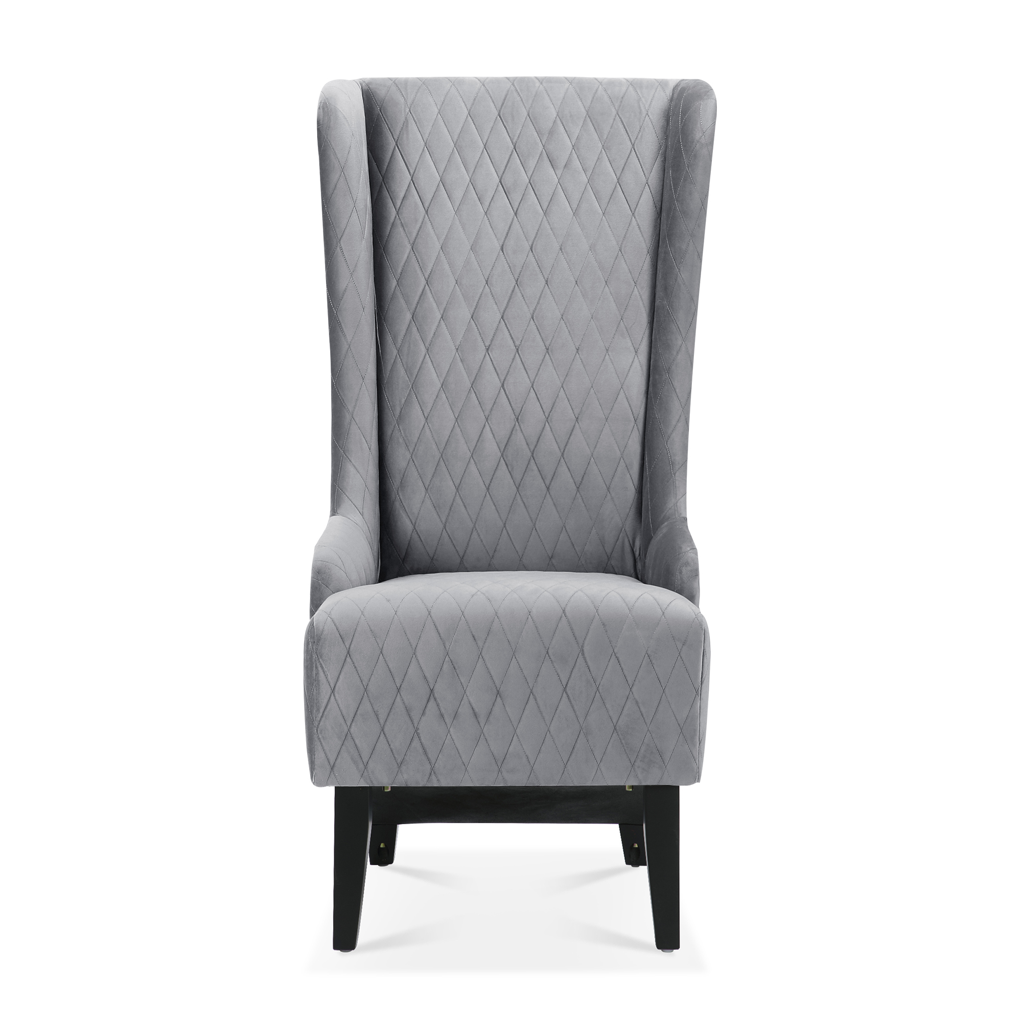 23.03" Wide High-Back Velvet Accent Chair, Comfy High Wingback Chair, Living Room Chair with Soft Padded & Wooden Legs, Modern Side Chair for Living Room, Bedroom, Grey