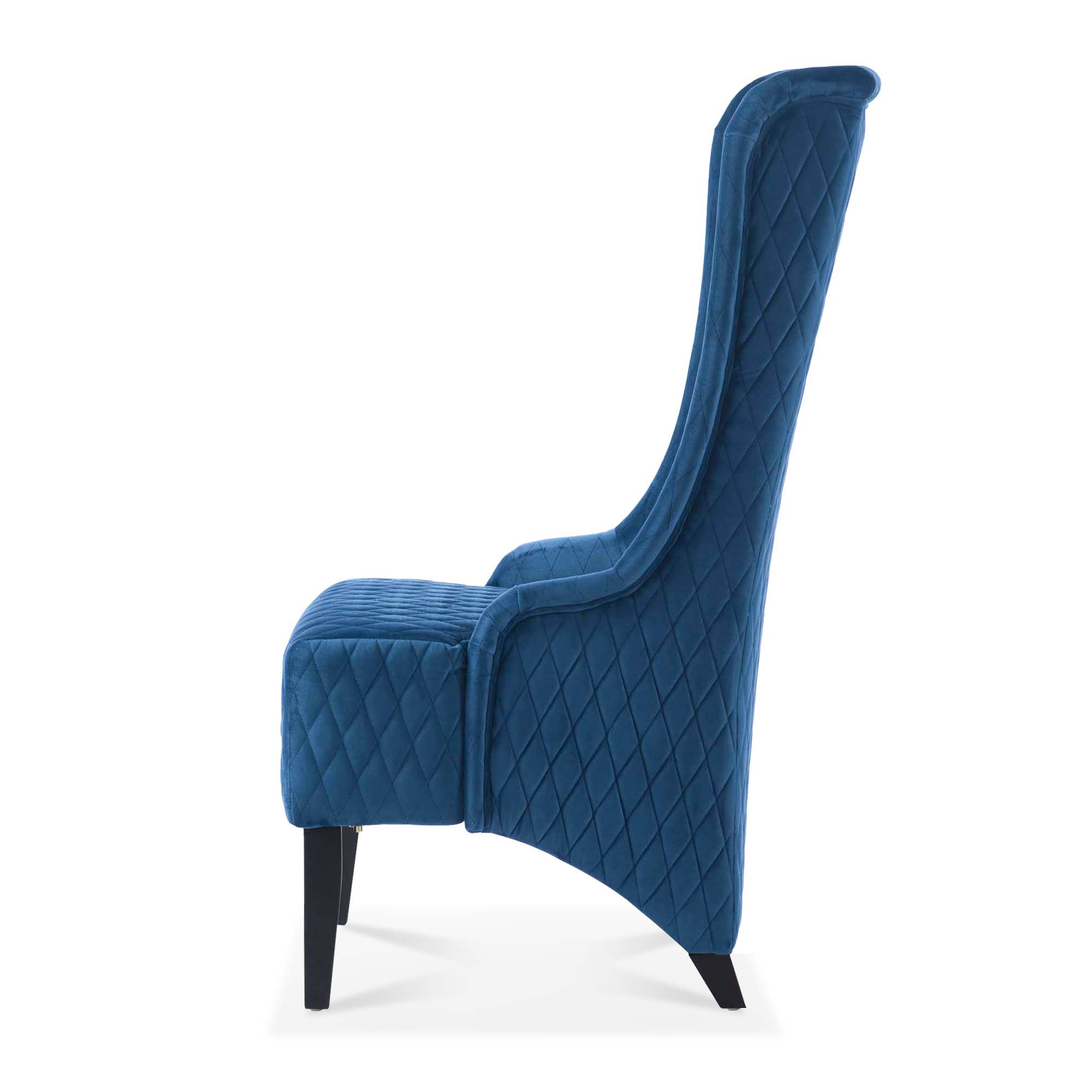 23.03''Wide High-Back Velvet Accent Chair, Comfy High Wingback Chair, Living Room Chair with Soft Padded & Wooden Legs, Modern Side Chair for Living Room, Bedroom, Blue