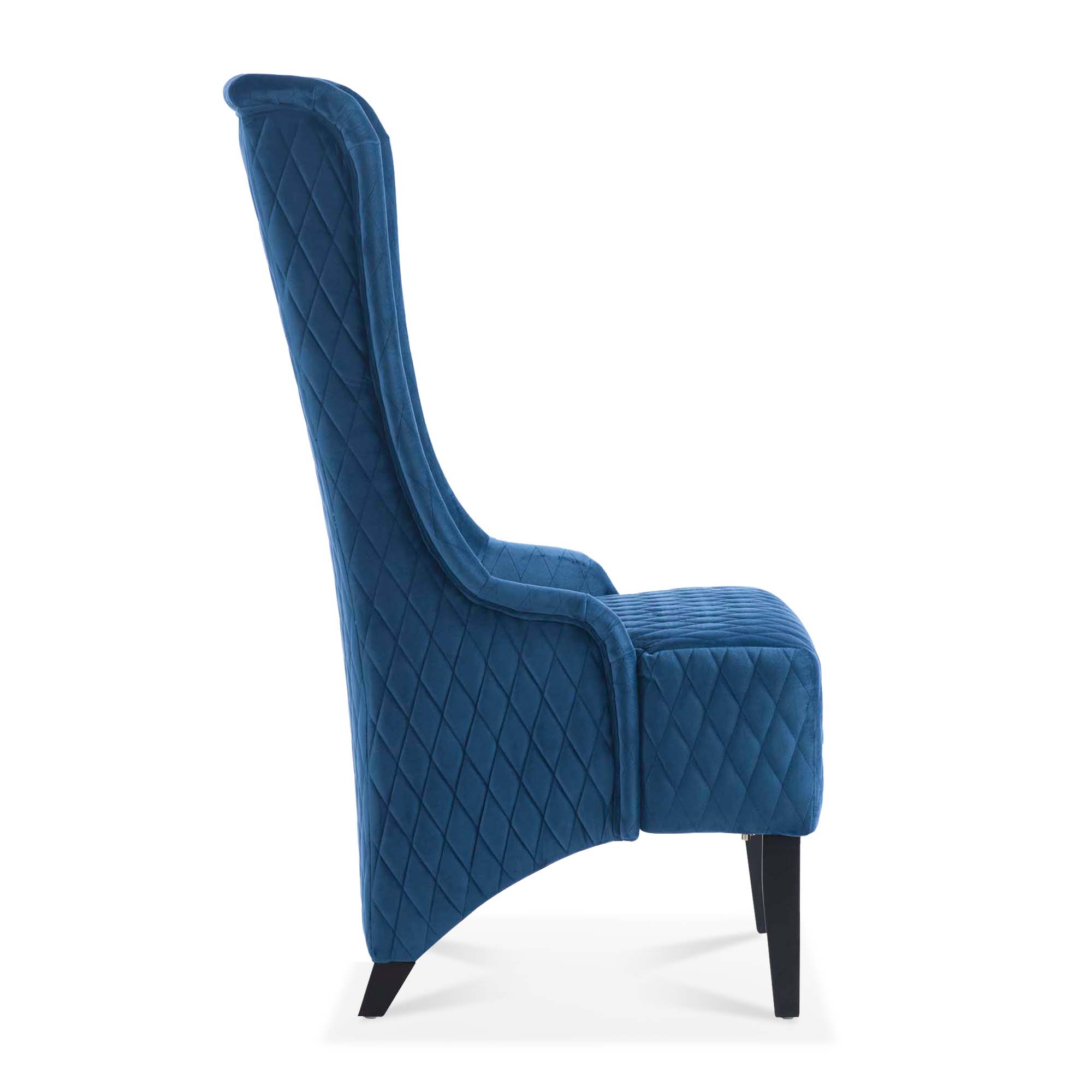 23.03''Wide High-Back Velvet Accent Chair, Comfy High Wingback Chair, Living Room Chair with Soft Padded & Wooden Legs, Modern Side Chair for Living Room, Bedroom, Blue