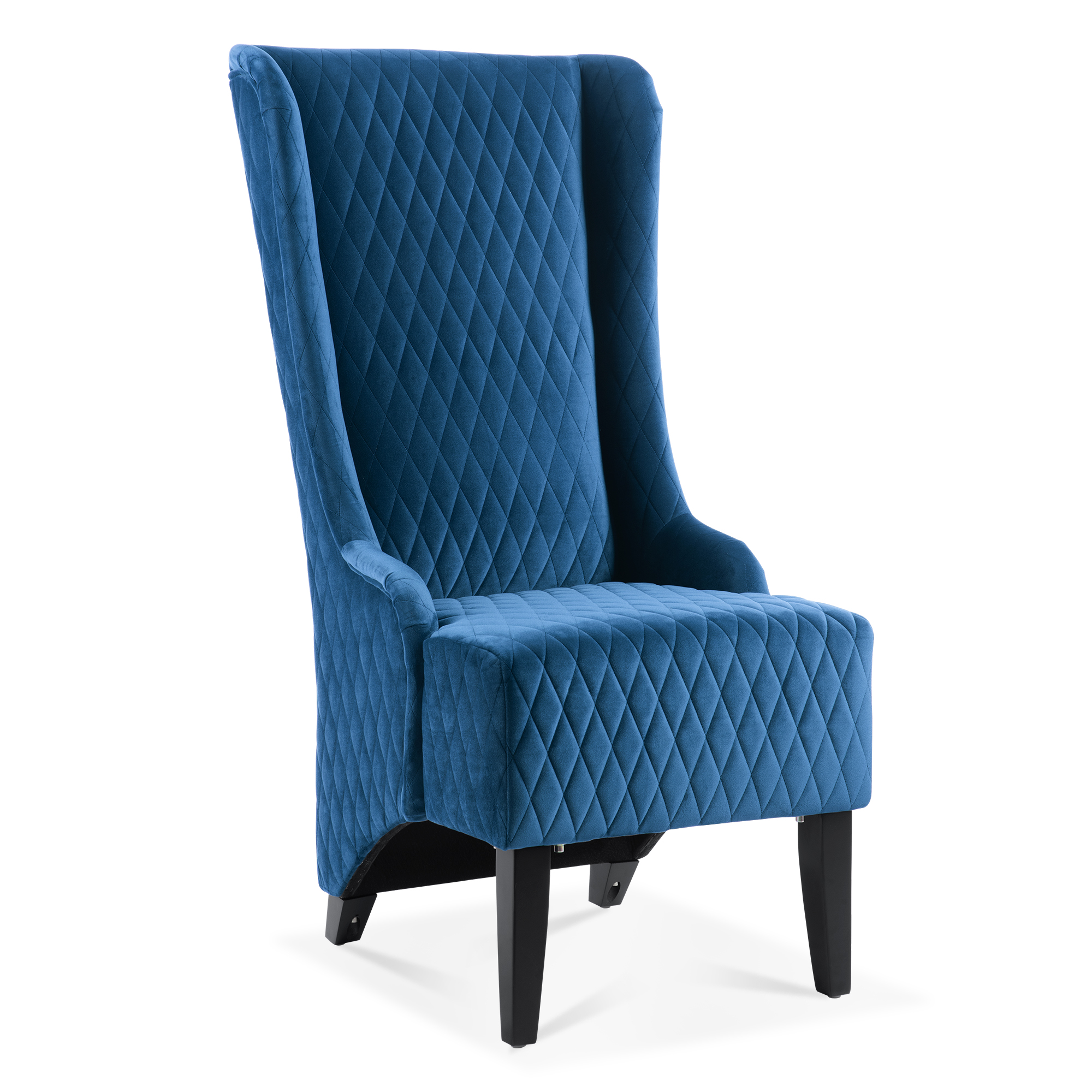 23.03''Wide High-Back Velvet Accent Chair, Comfy High Wingback Chair, Living Room Chair with Soft Padded & Wooden Legs, Modern Side Chair for Living Room, Bedroom, Blue