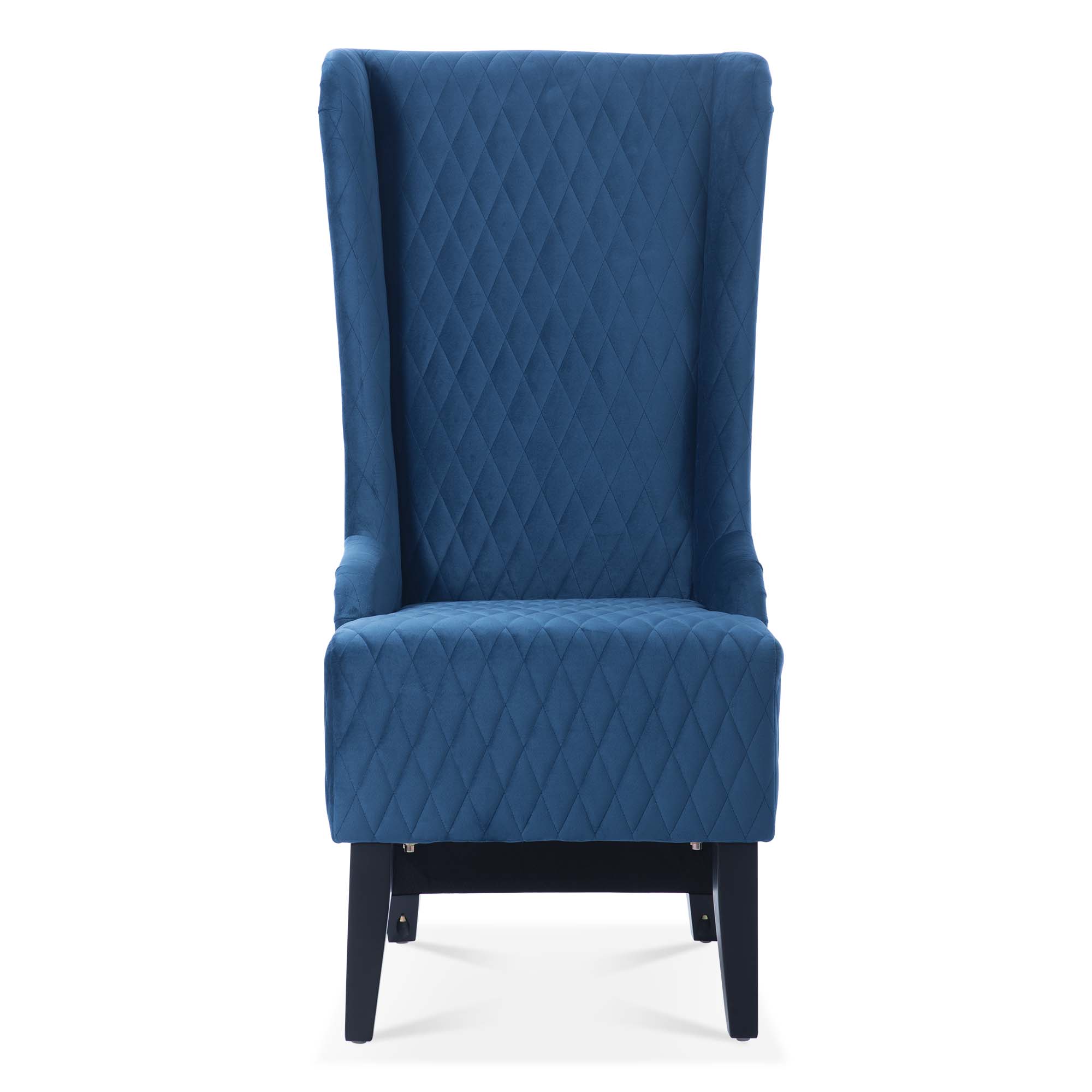 23.03''Wide High-Back Velvet Accent Chair, Comfy High Wingback Chair, Living Room Chair with Soft Padded & Wooden Legs, Modern Side Chair for Living Room, Bedroom, Blue