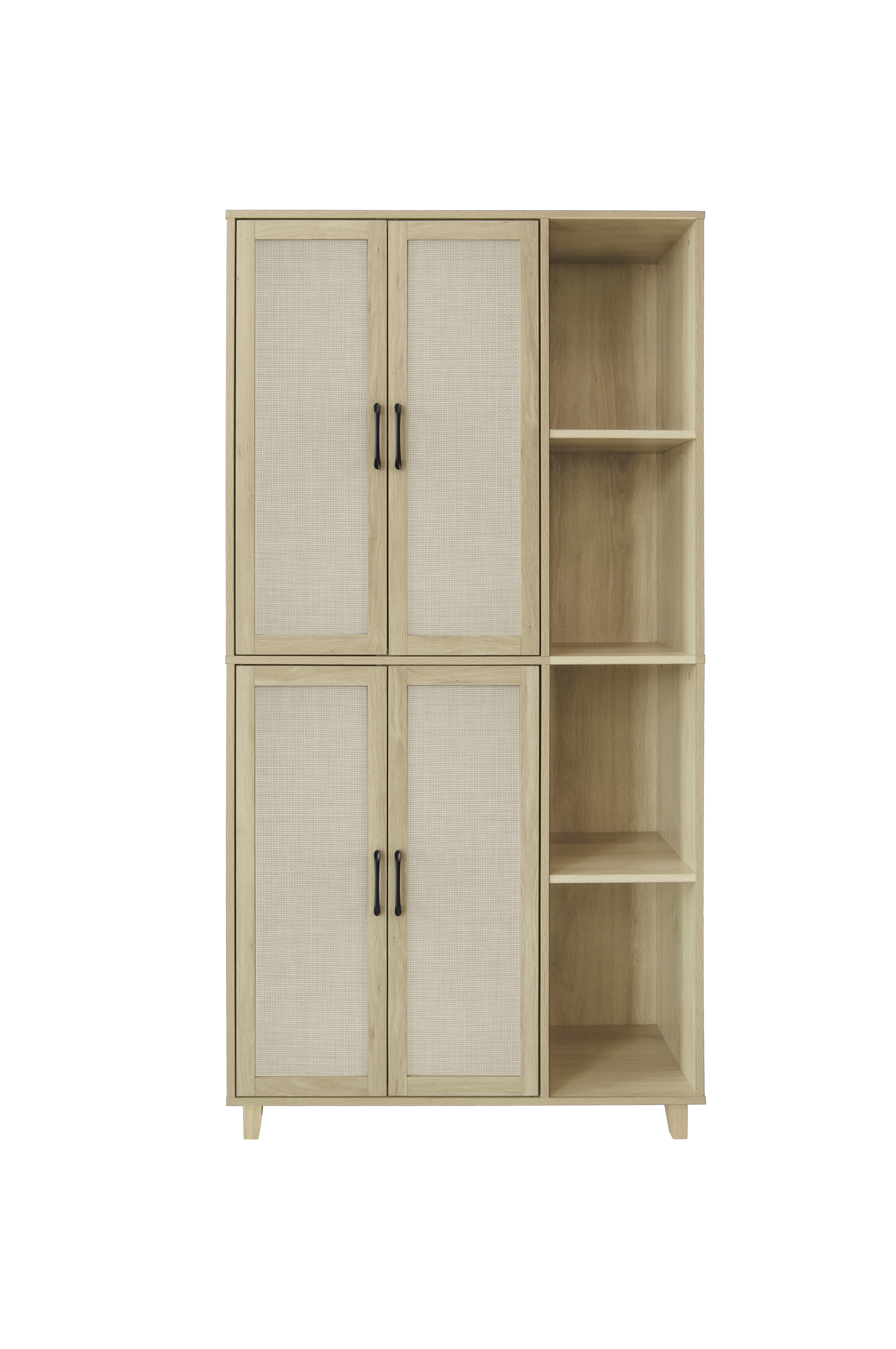 4 Door Cabinet with 4 Shelves with 4 Adjustable Inner Shelves, Storage Cabinet