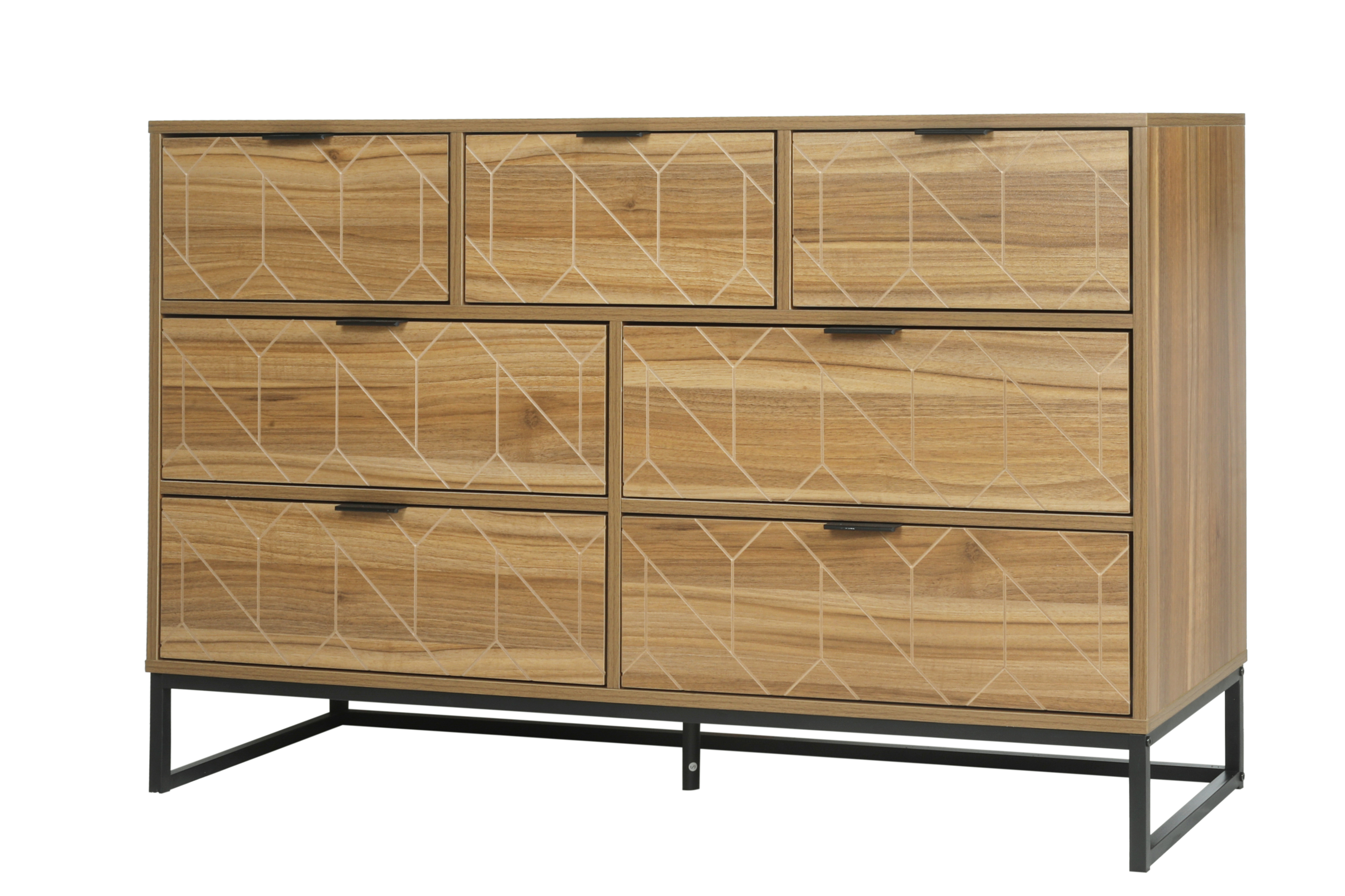 Modern 7 Drawer Dresser Wood Cabinet (Walnut)