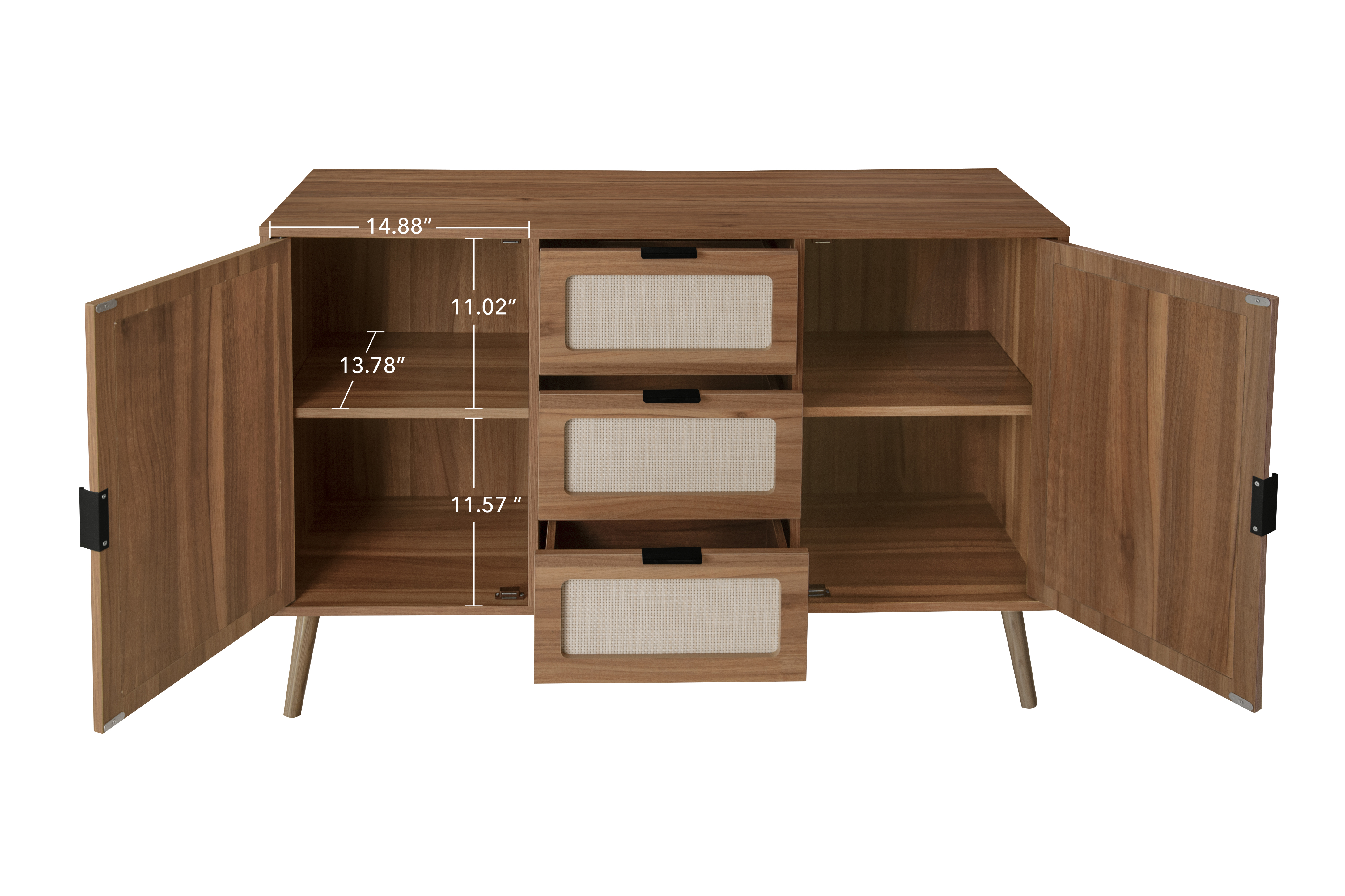 2 Door 3 Drawer Cabinet, Accent Storage Cabinet, Suitable for Living Room, Bedroom, Dining Room, Study