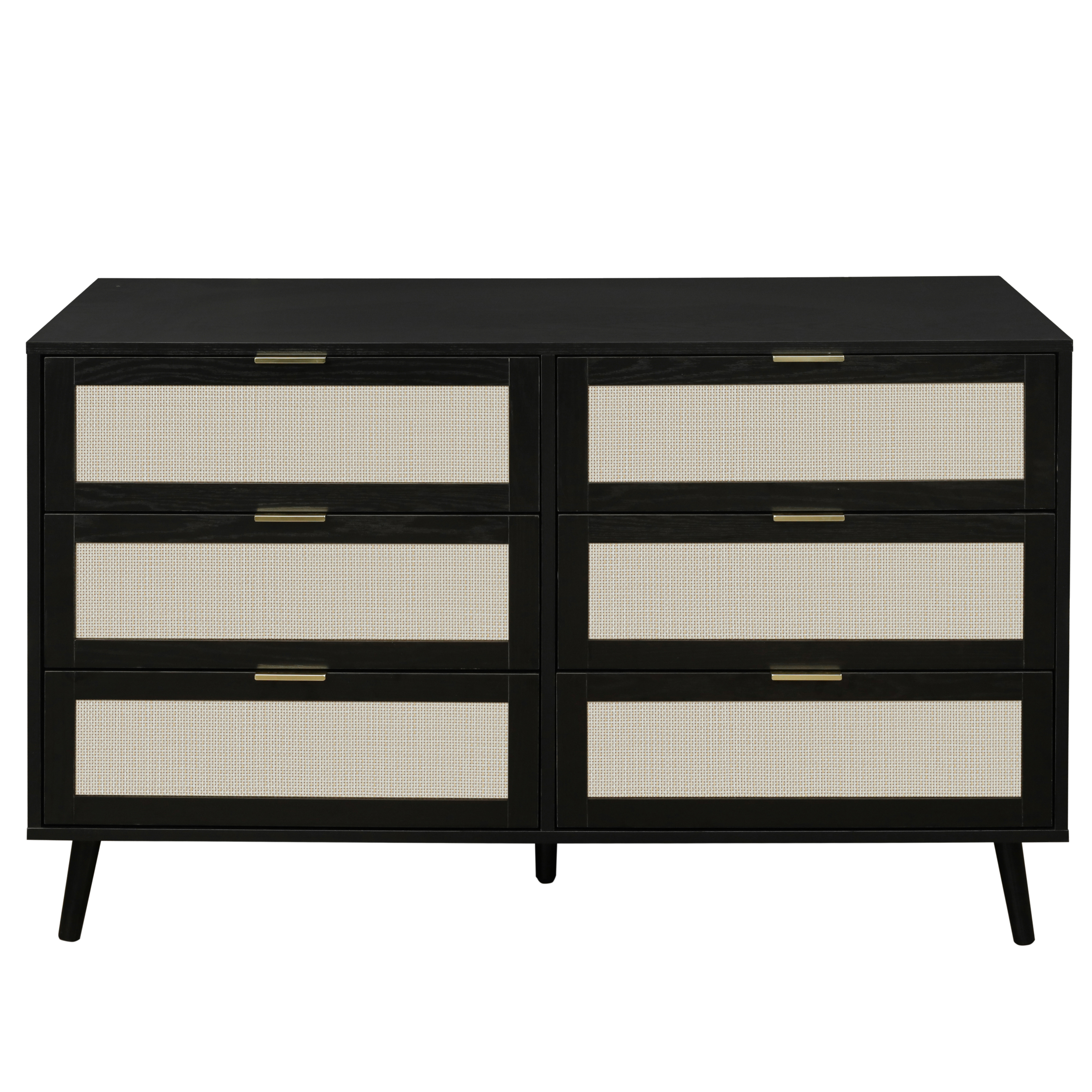 Modern 6 Drawer Dresser Wood Cabinet (Black)