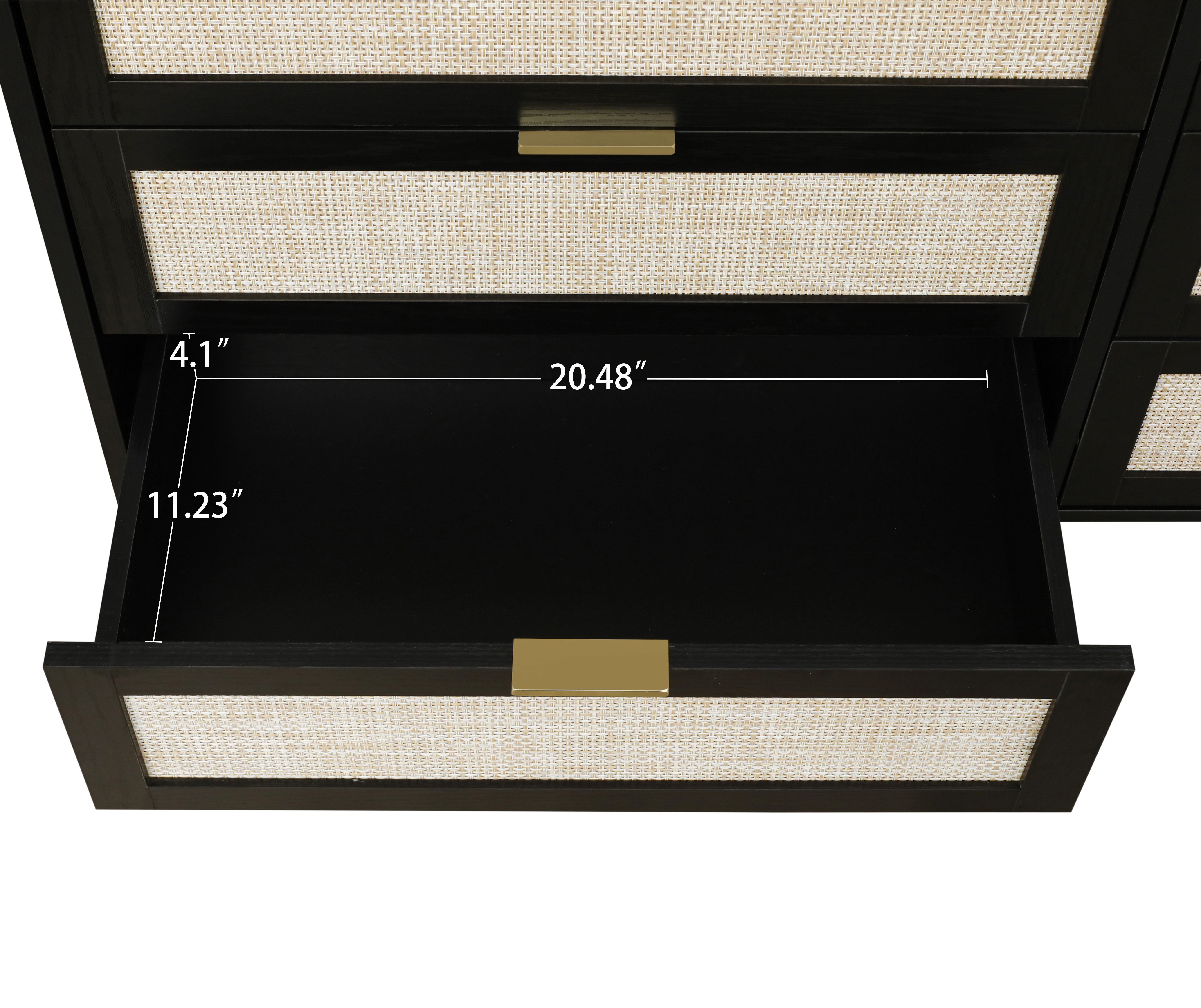 Modern 6 Drawer Dresser Wood Cabinet (Black)