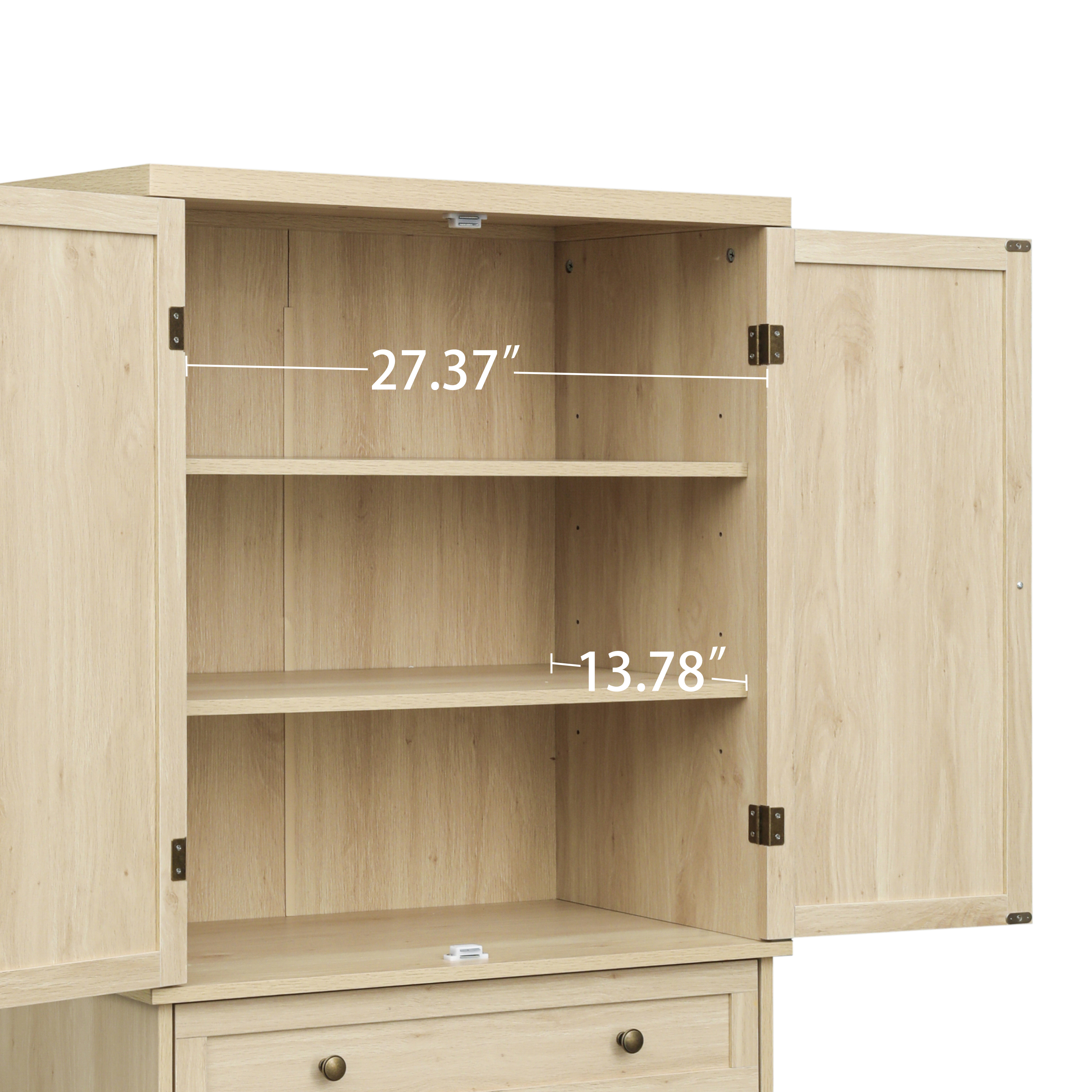 4 Door Cabinet with 1 Drawer, with 4 Adjustable Inner Shelves, Storage Cabinet