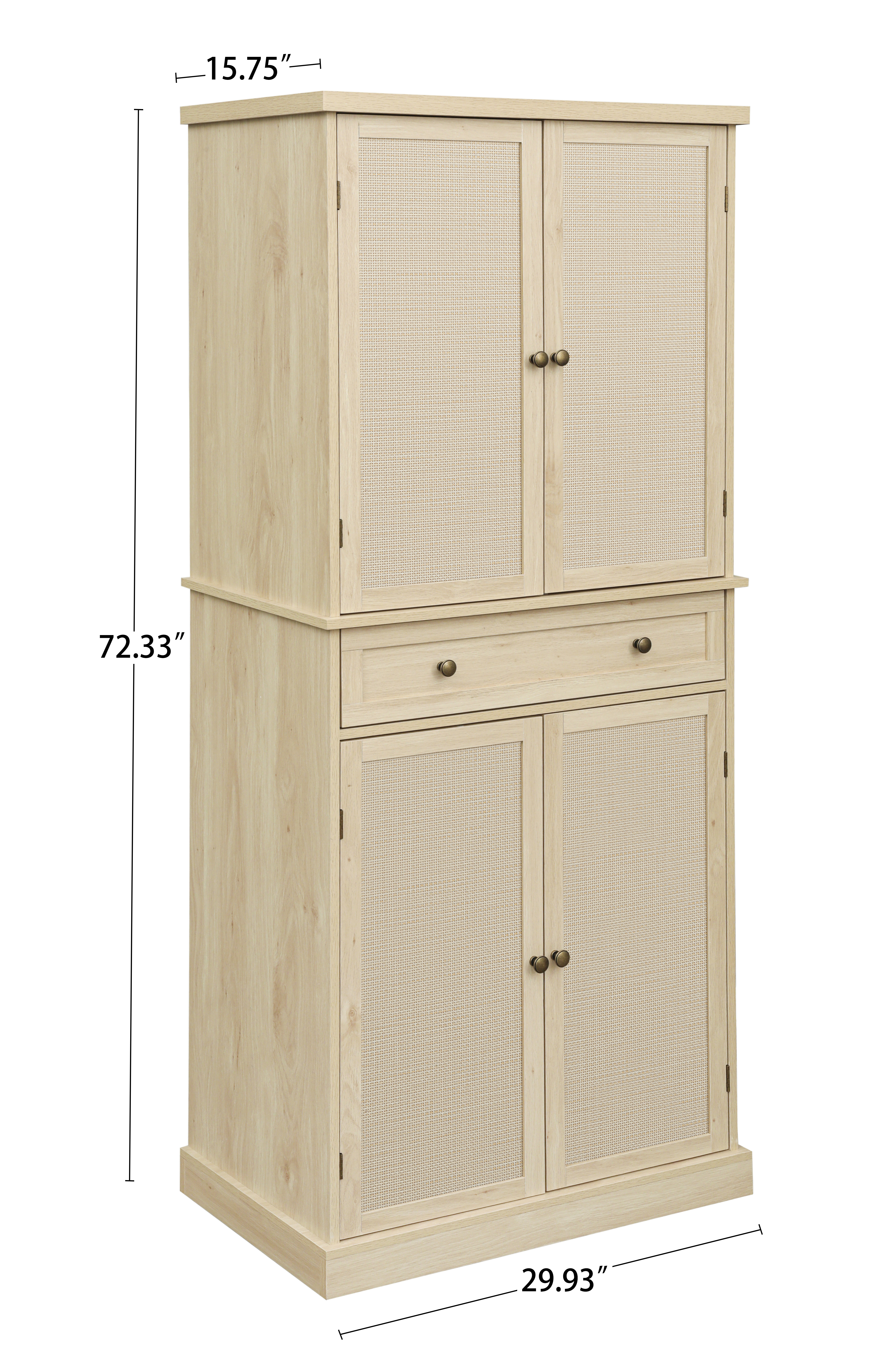 4 Door Cabinet with 1 Drawer, with 4 Adjustable Inner Shelves, Storage Cabinet