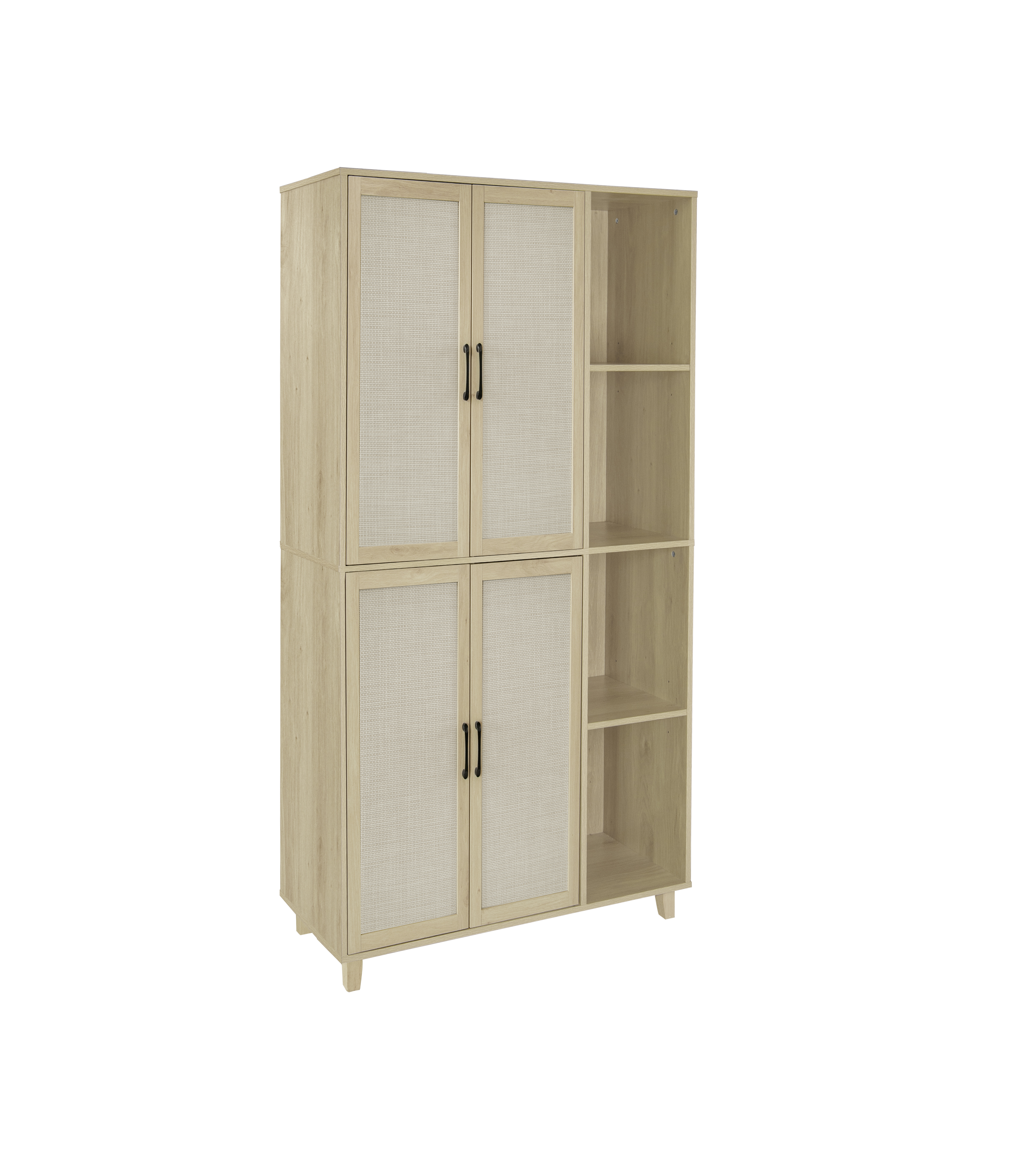 4 Door Cabinet with 4 Shelves with 4 Adjustable Inner Shelves, Storage Cabinet