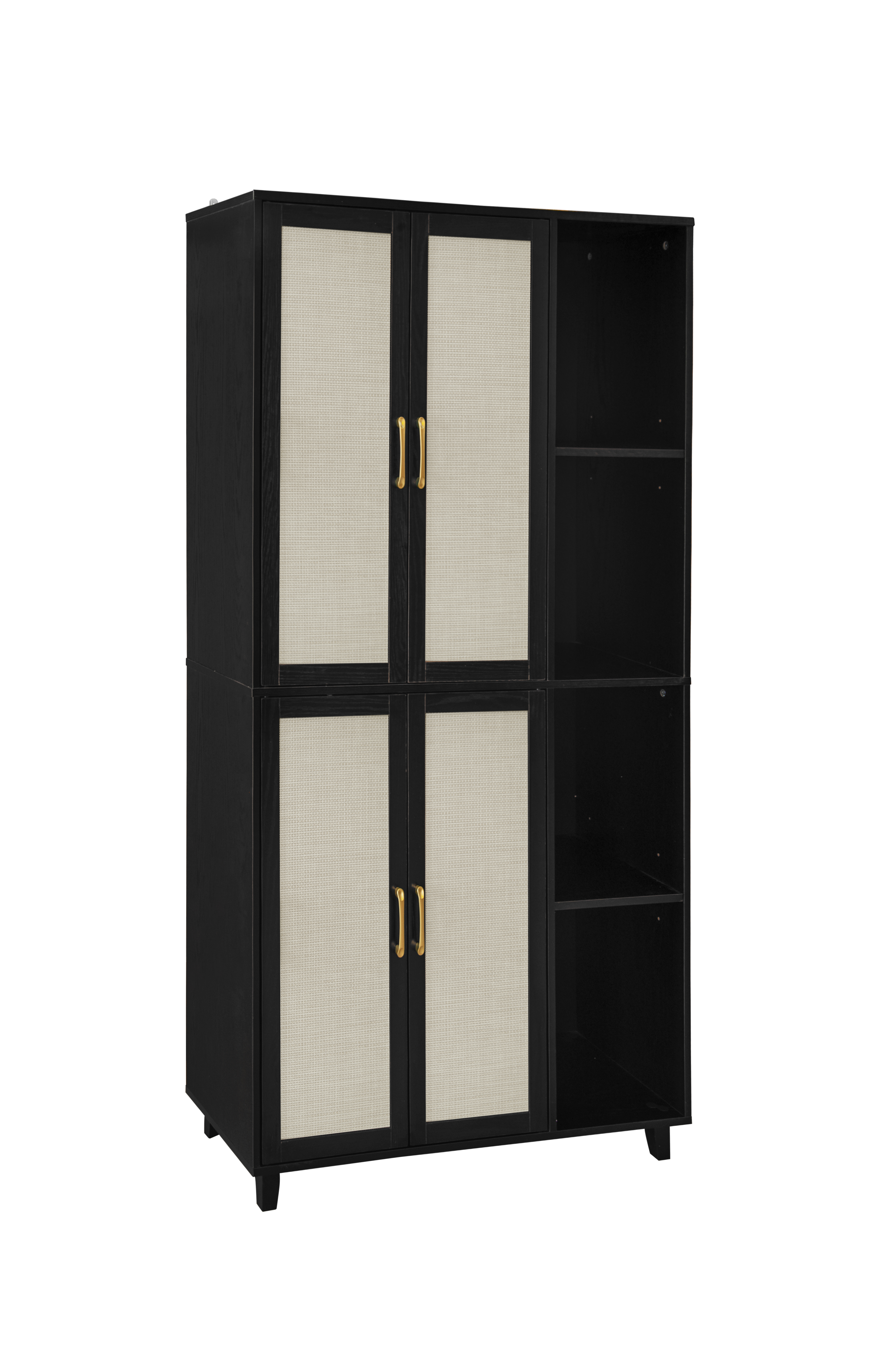 4 Door Cabinet with 4 Shelves with 4 Adjustable Inner Shelves, Storage Cabinet