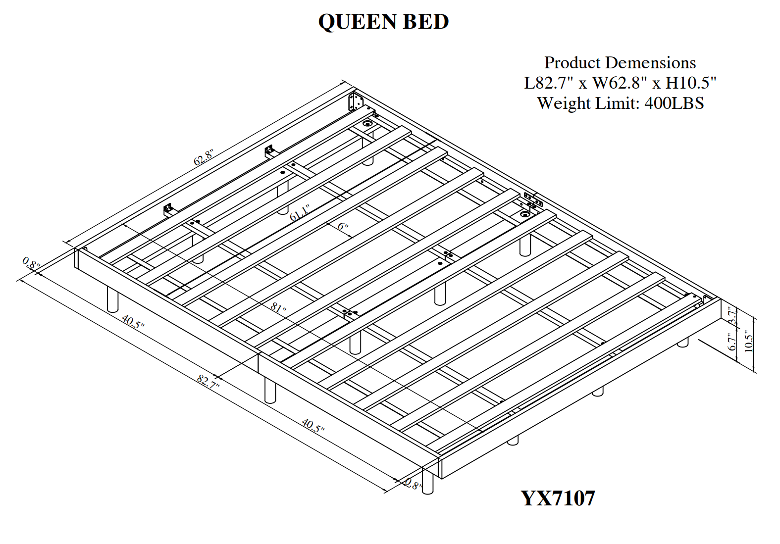 Modern Design Queen Floating Platform Bed Frame for Grey Color